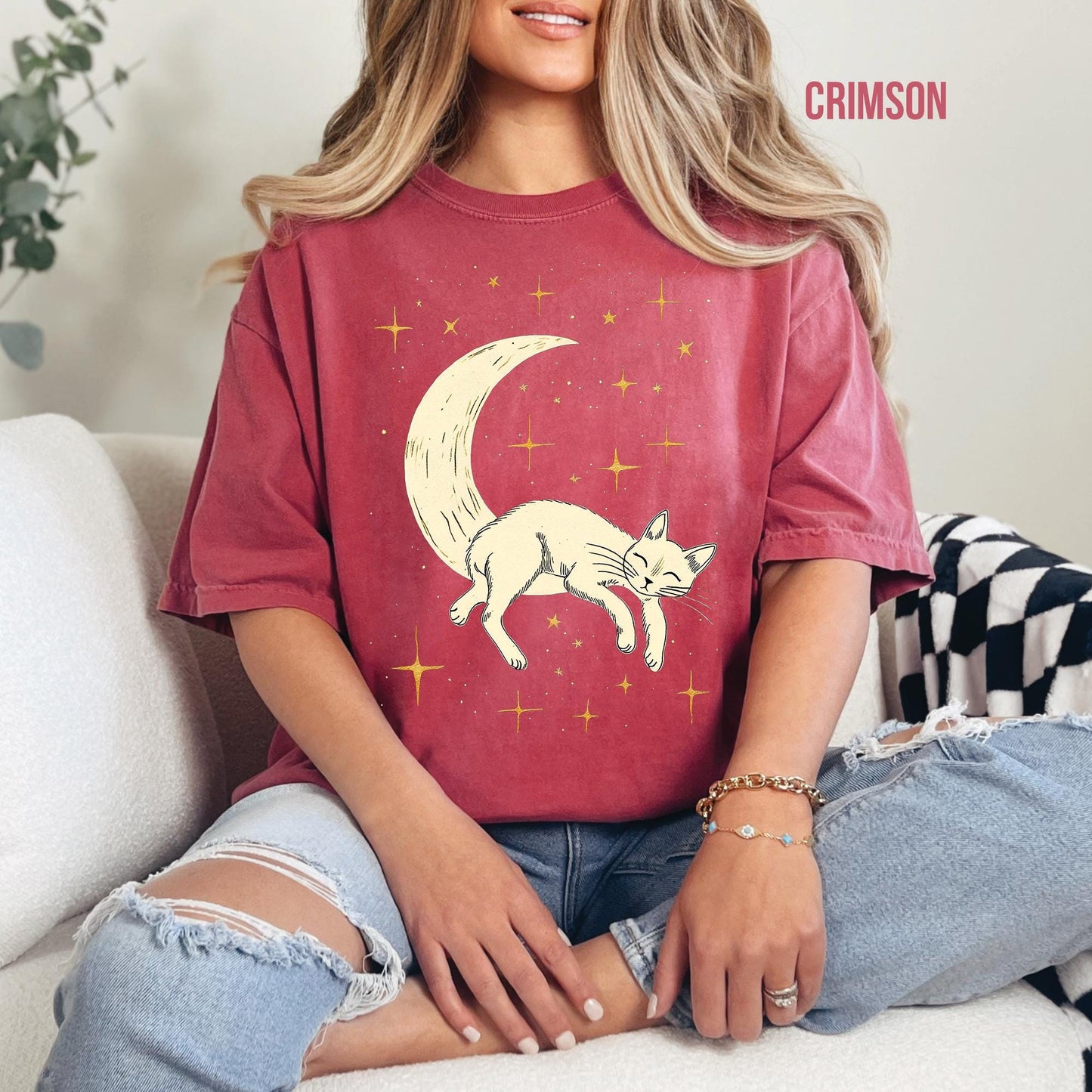 Mystical Moon And Stars Cat Shirt