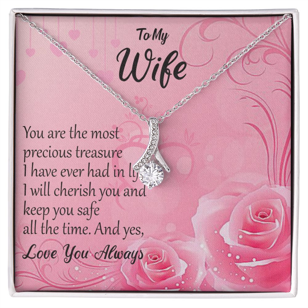 to My Wife Necklace, Anniversary Gift for Wife, Gift for Wife, Wife Birthday Gift, Wife Necklace, , Mothers Day Gift, Christmas Gifts 14K White Gold