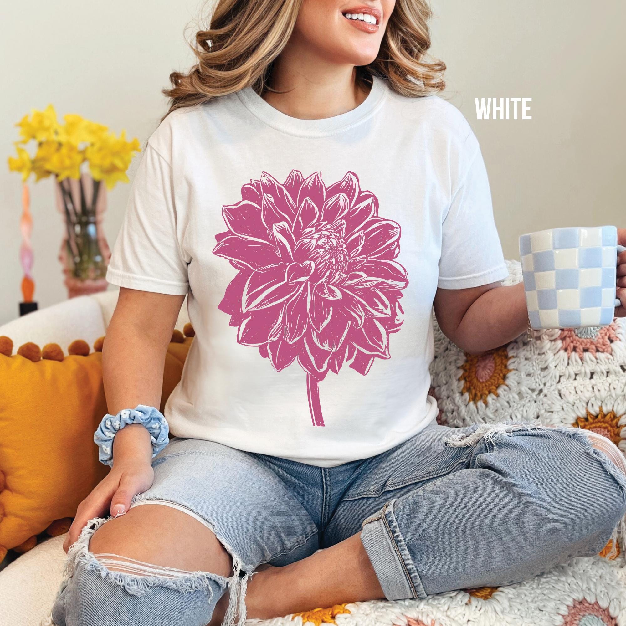 Vintage Dahlia Flower T-Shirt