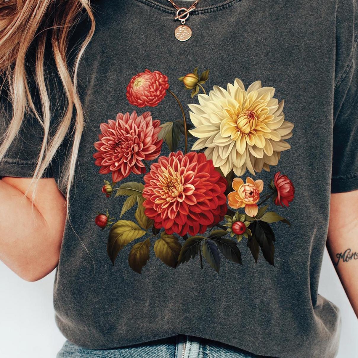 Vintage Dahlias Comfort Colors Shirt