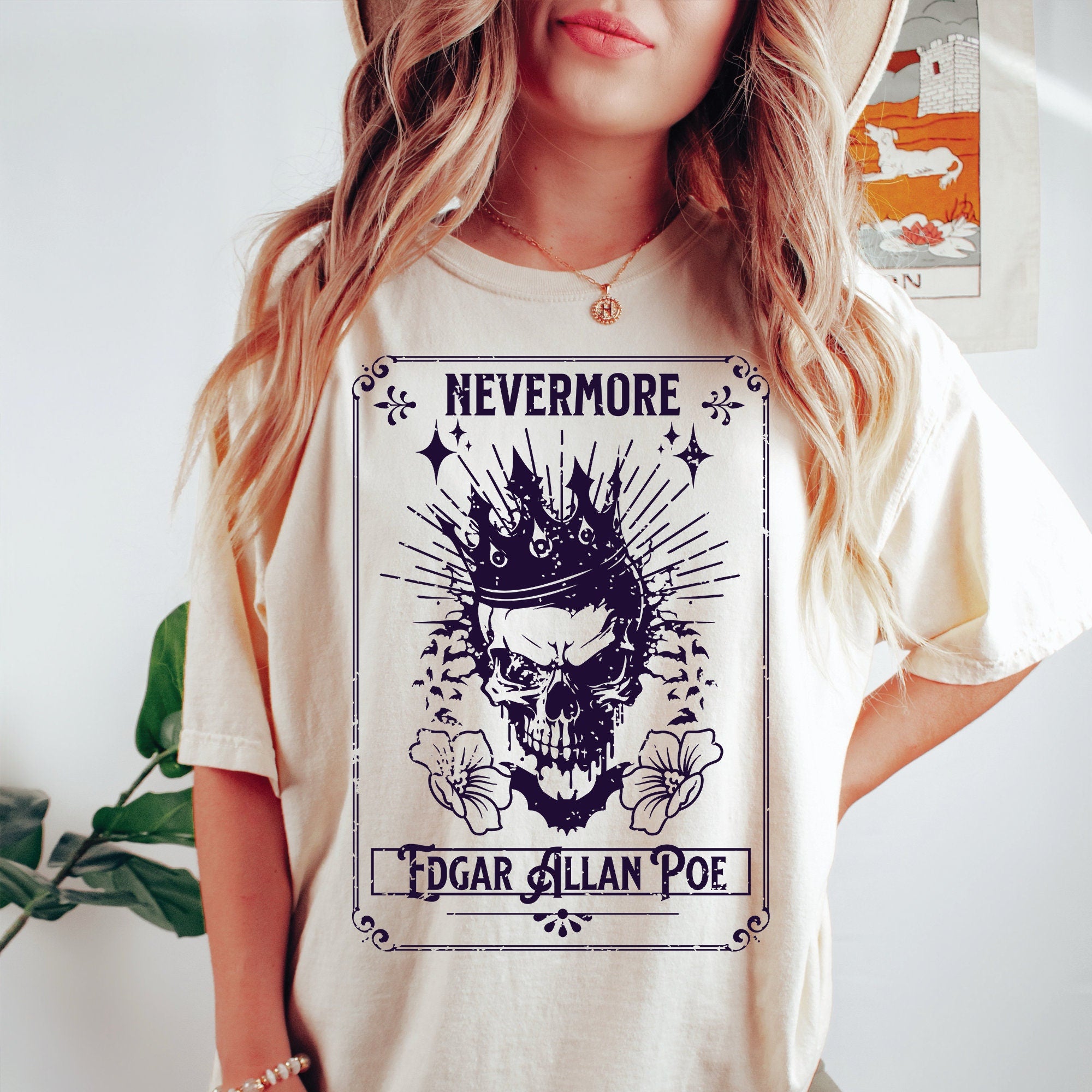 Edgar Allan Poe Nevermore Skull T-Shirt
