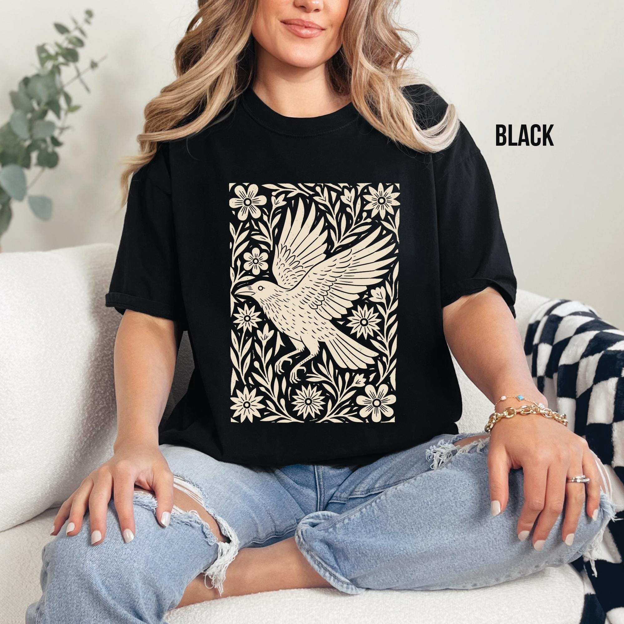 Folklore Crow Lino Print T-shirt