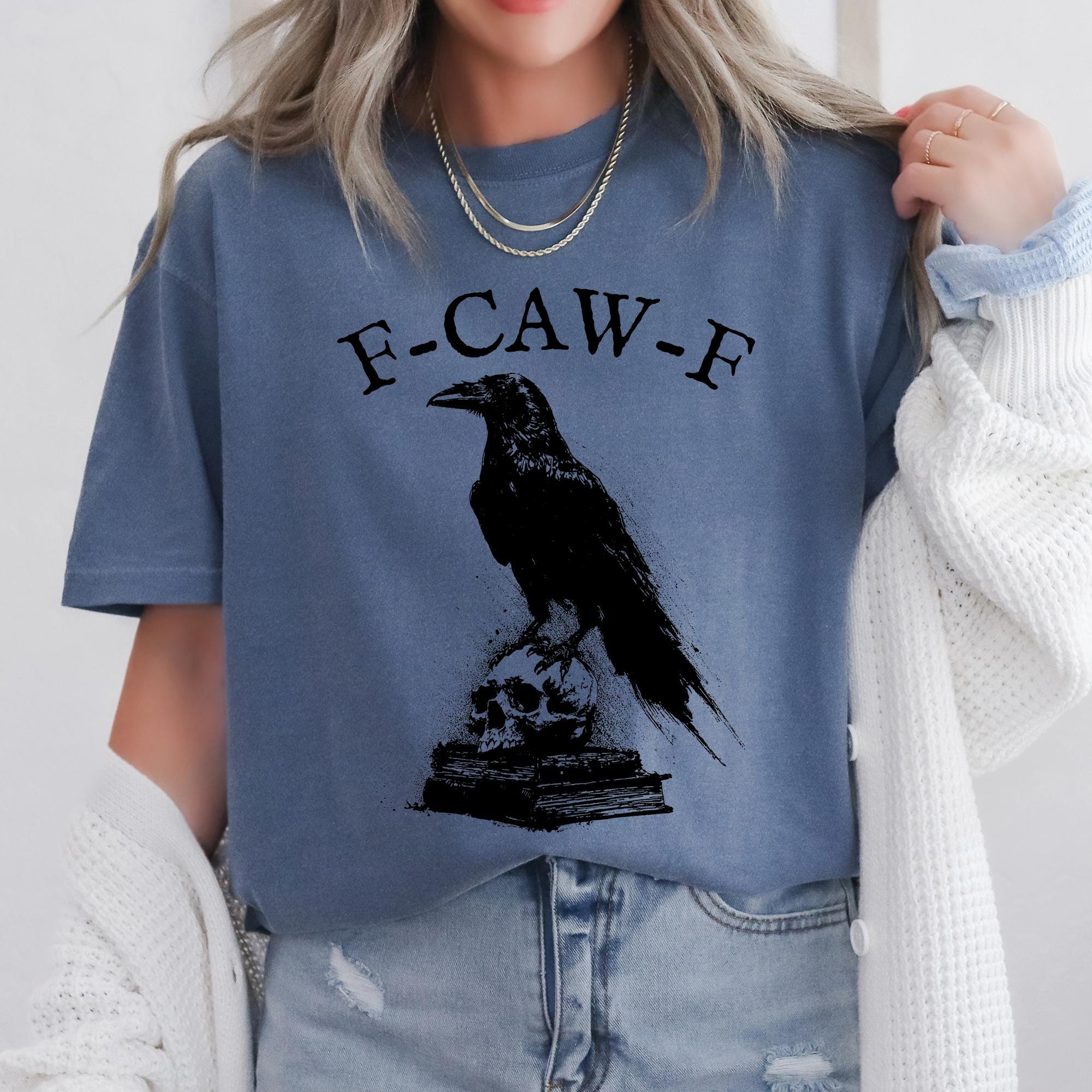 F-Caw-F Funny Sarcastic Gothic Skull Crow T-Shirt