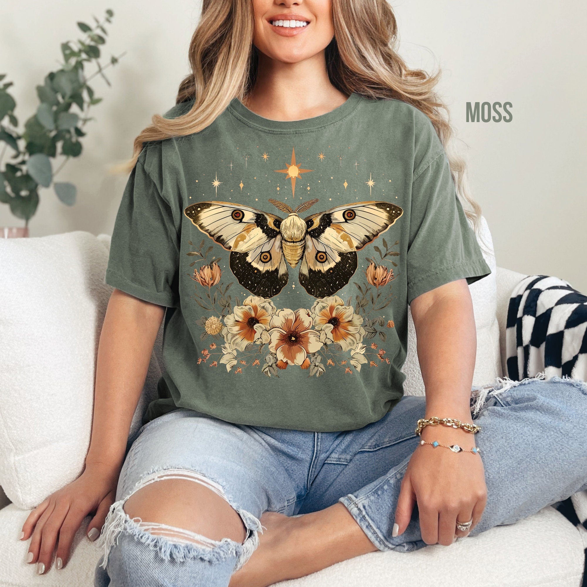 Celestial Moth Boho T-Shirt