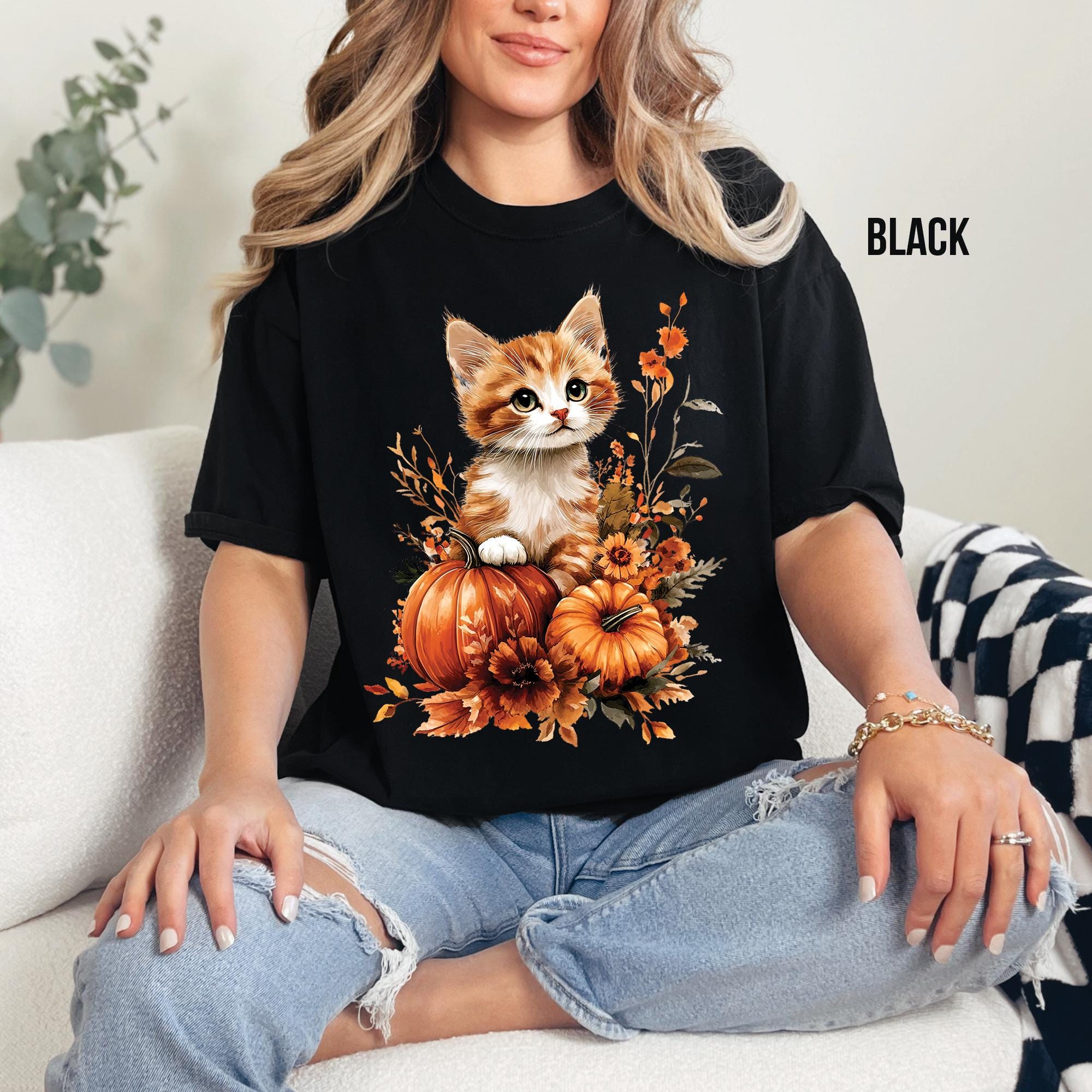 Kitten Pumpkins Autumn Fall Shirt