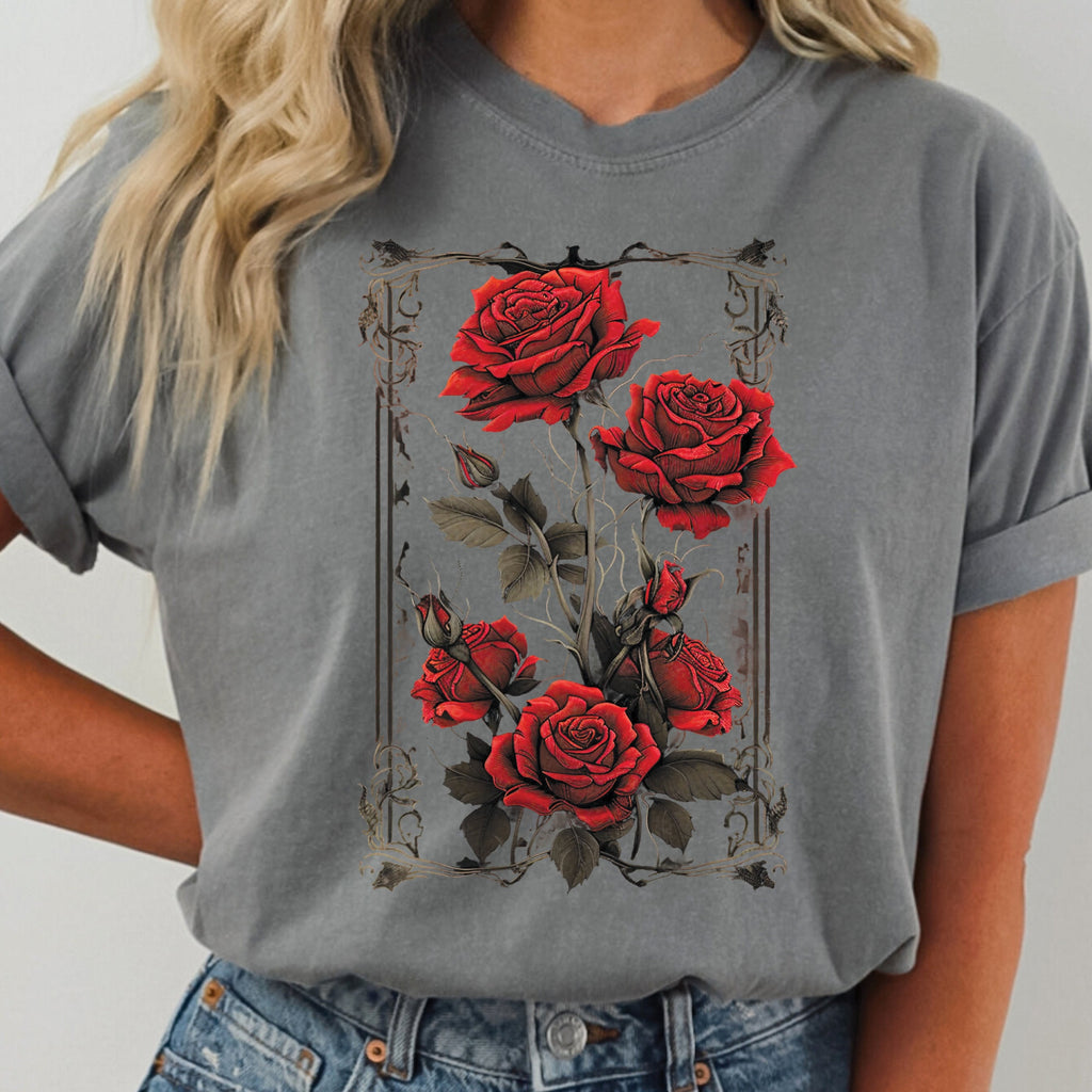 Vintage Roses Retro Gothic T-Shirt