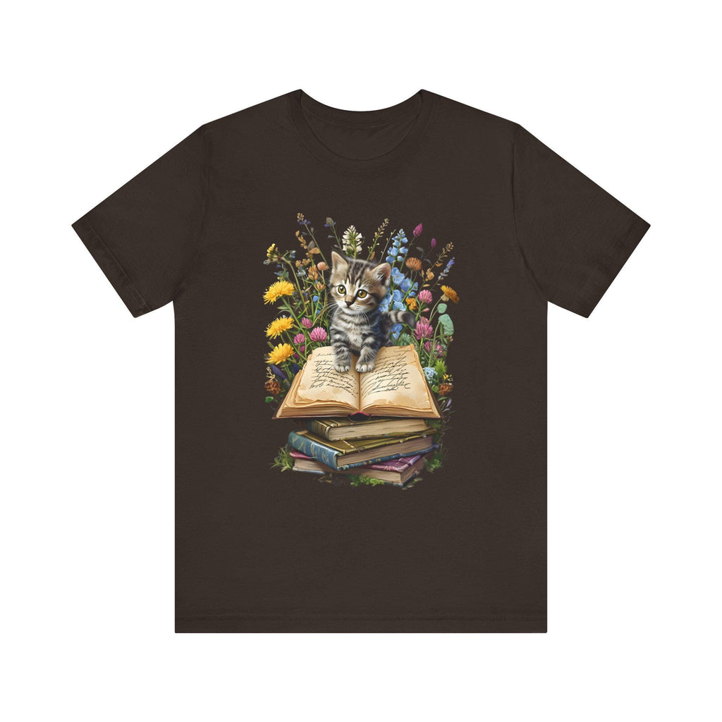 Floral Cat Book T-Shirt