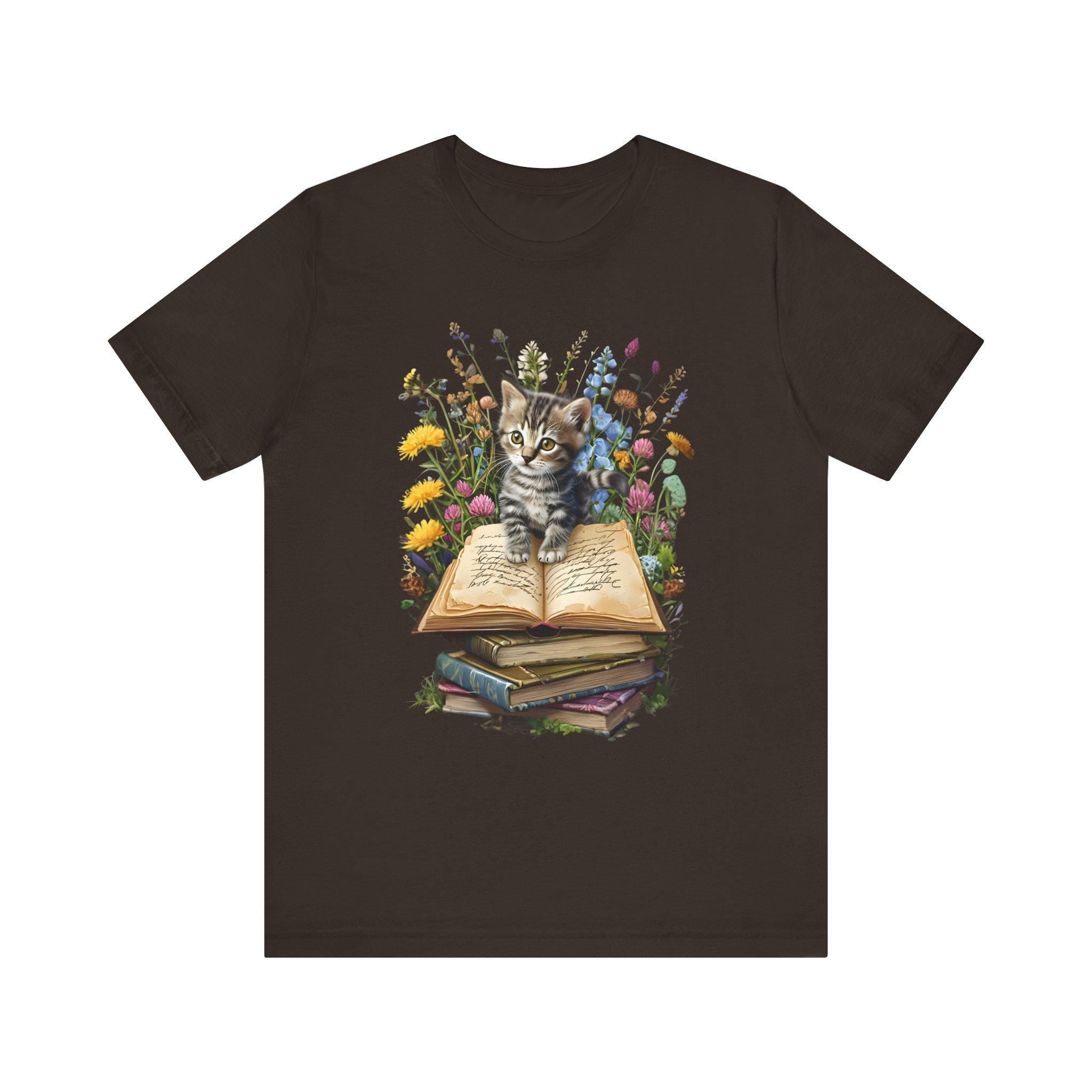 Floral Cat Book T-Shirt
