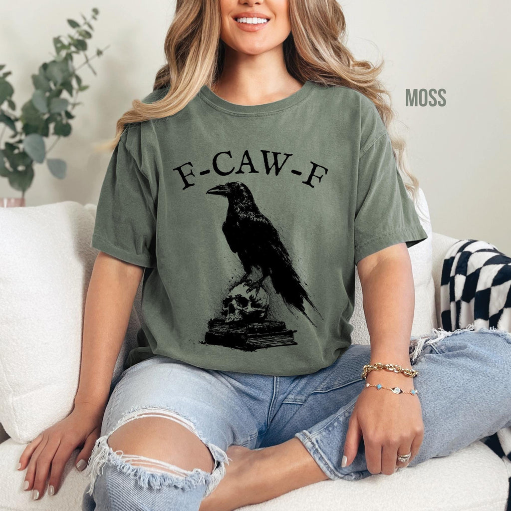 F-Caw-F Funny Sarcastic Gothic Skull Crow T-Shirt