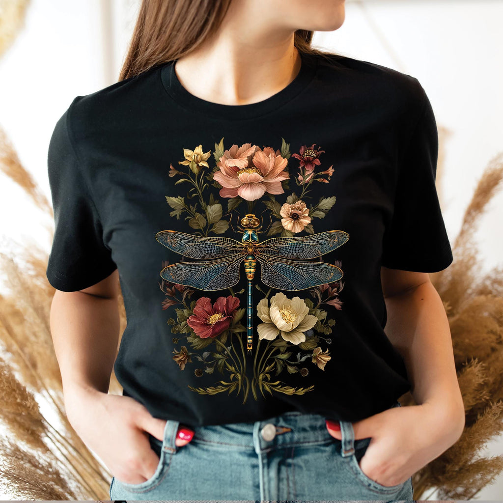Boho Floral Dragonfly T-Shirt