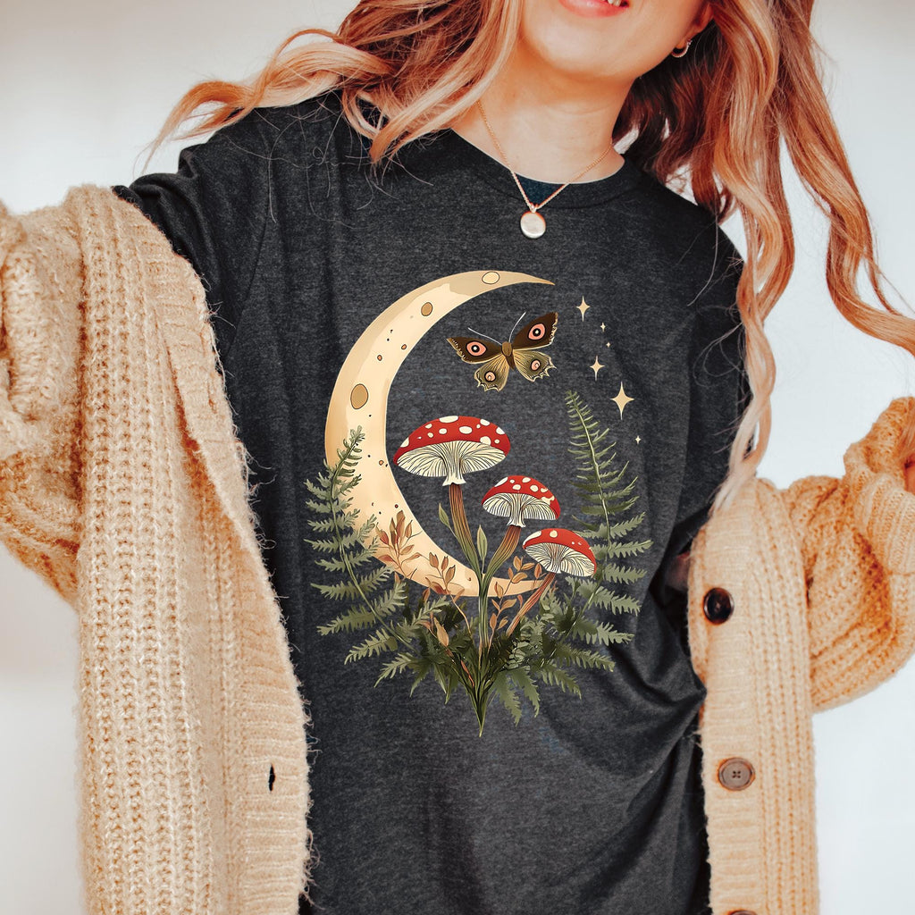 Boho Moon Fern Mushroooms Shirt