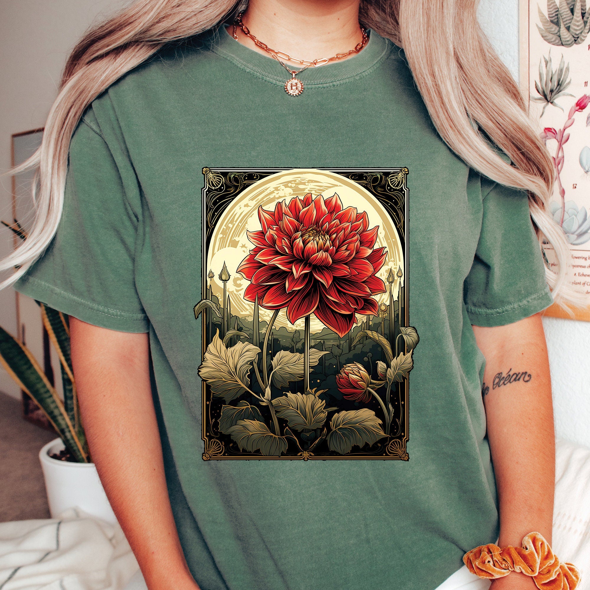 Vintage Dahlias Floral Shirt