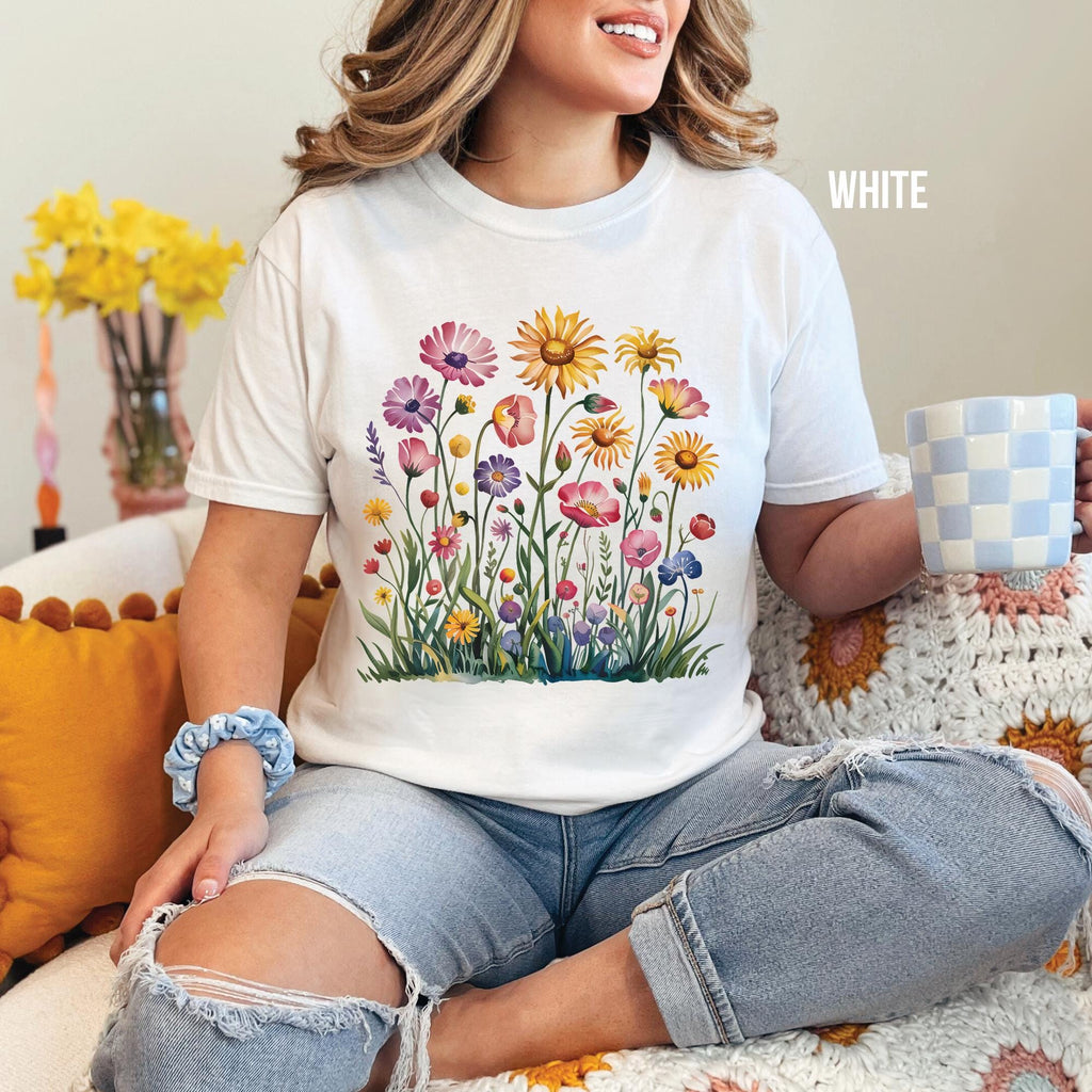 Boho Wildflowers Summer Floral Graphic T-shirt