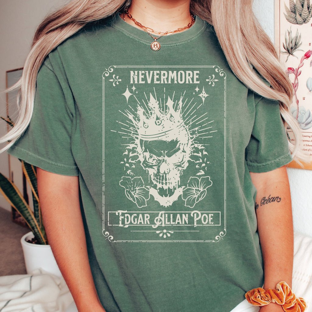 Edgar Allan Poe Nevermore Skull T-Shirt