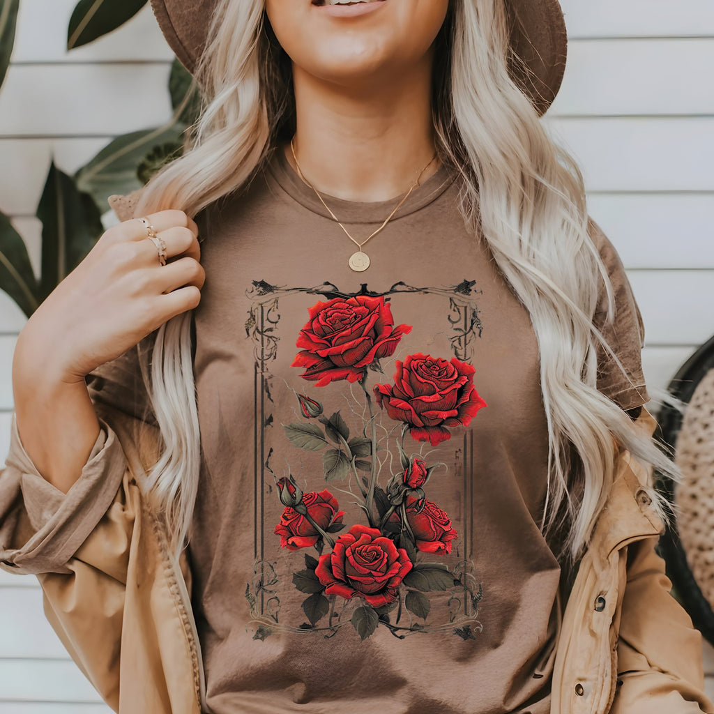 Vintage Roses Retro Gothic T-Shirt