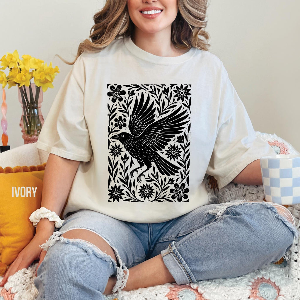Folklore Crow Lino Print T-shirt