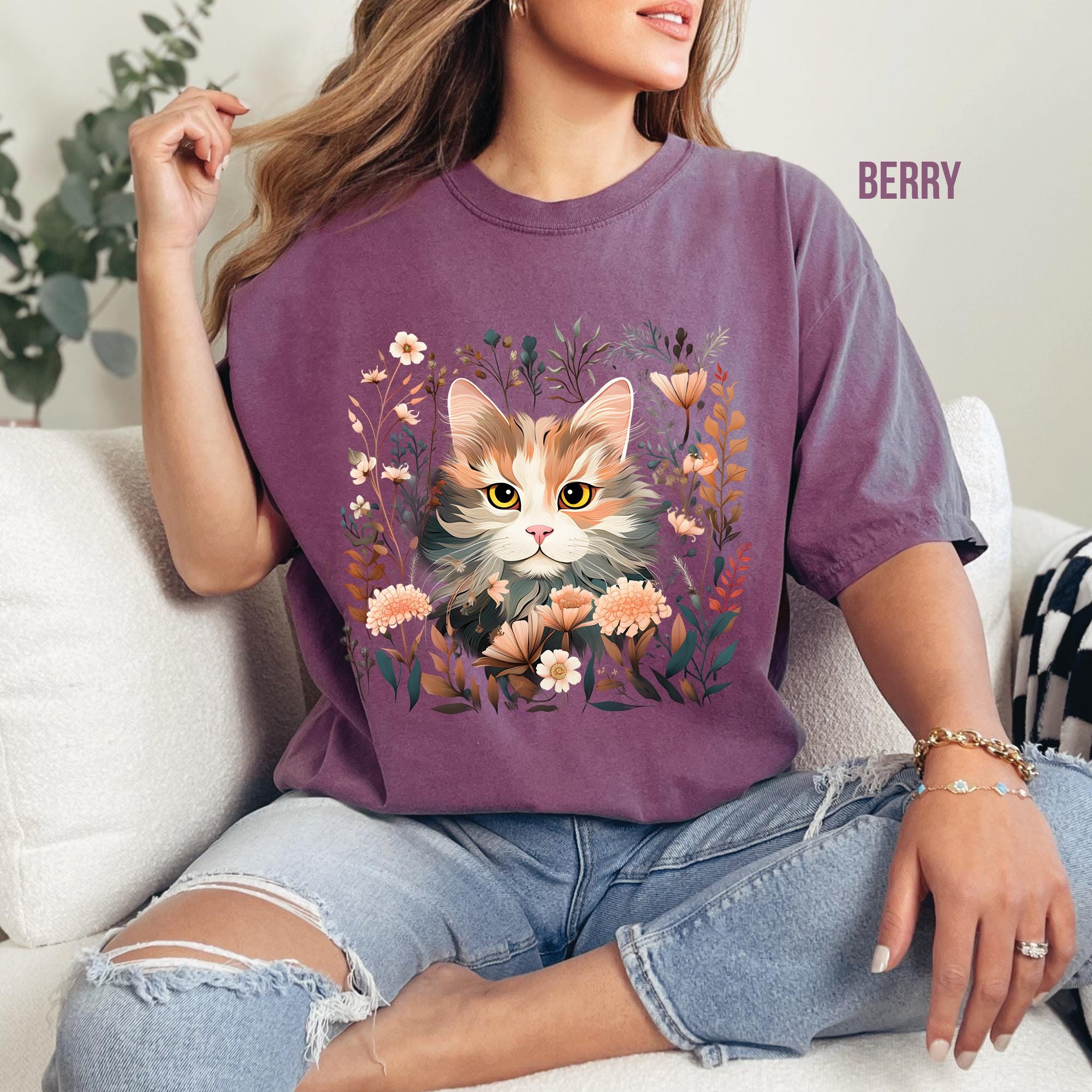 Floral Cat T-Shirt