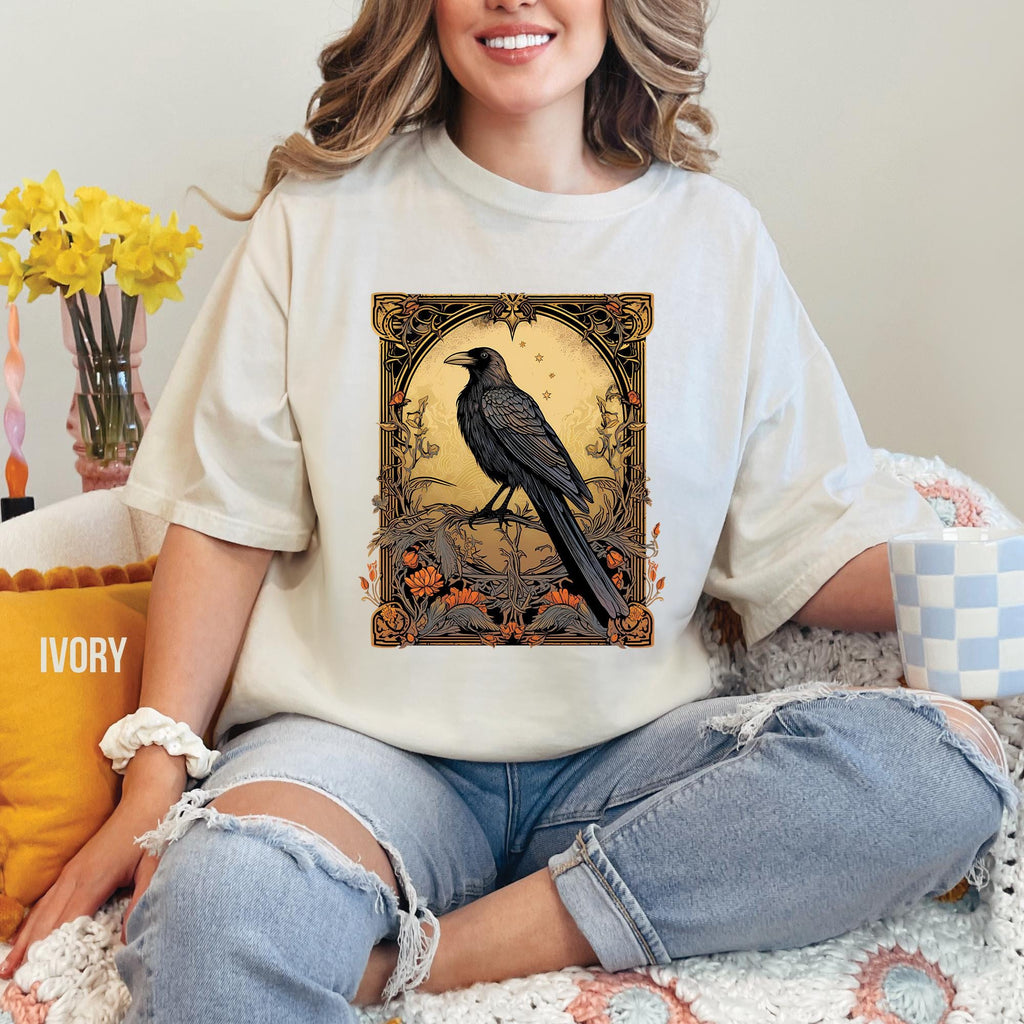 Gothic Raven Tarot Card T-Shirt