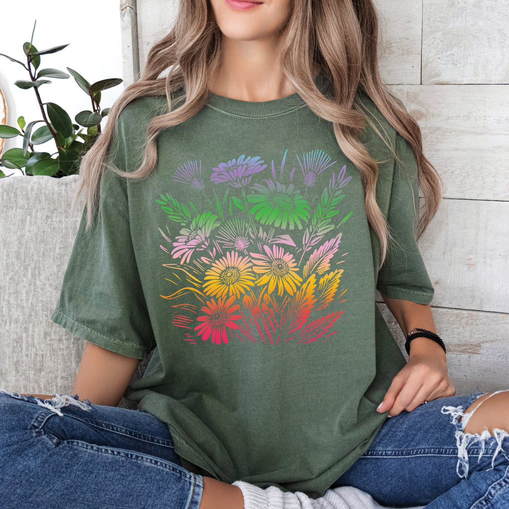Boho Rainbow Flowers T-Shirt