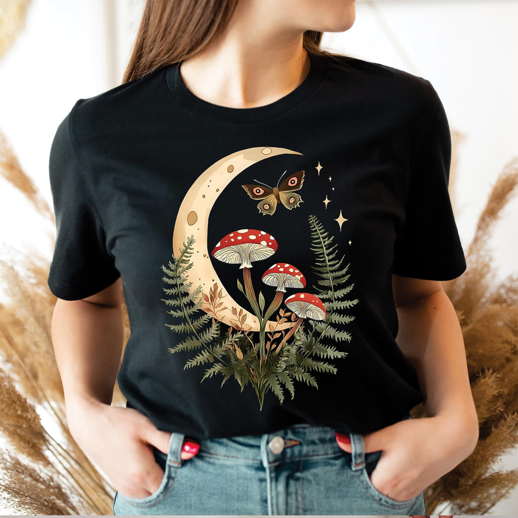 Boho Moon Fern Mushroooms Shirt