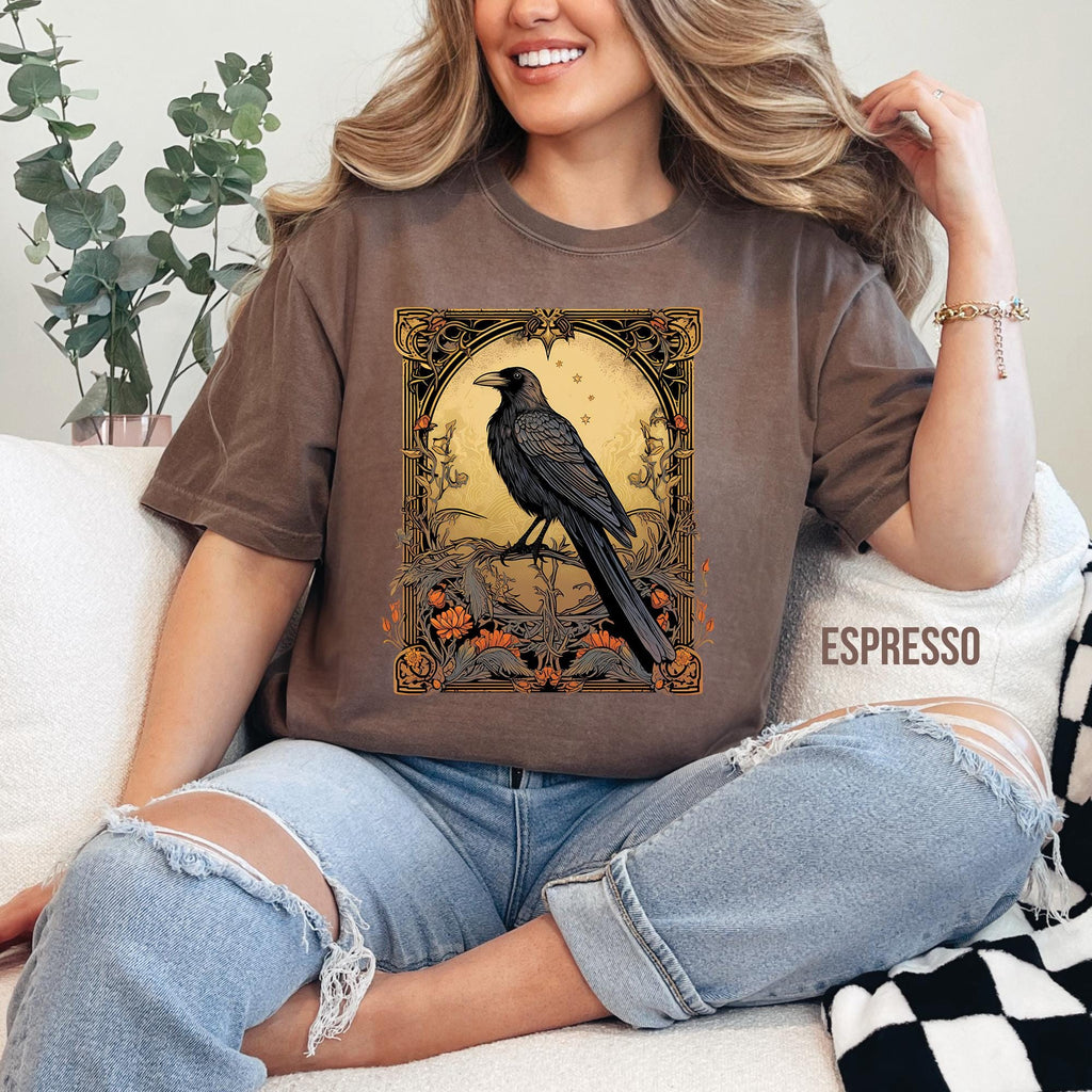 Gothic Raven Tarot Card T-Shirt
