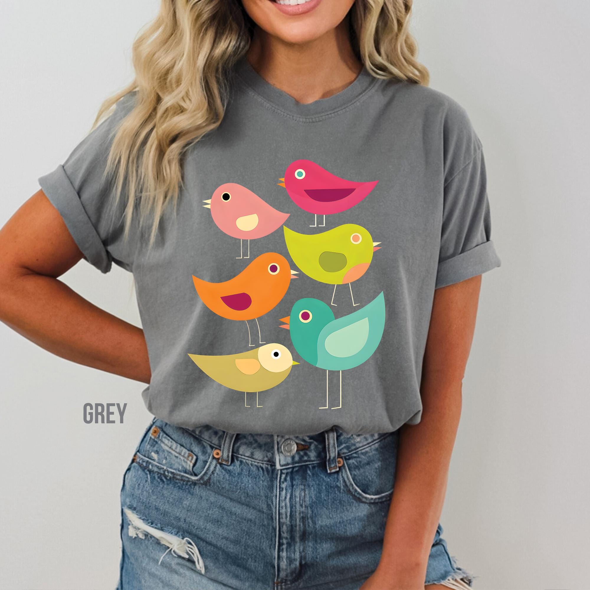 Art Deco Bird Print T-Shirt