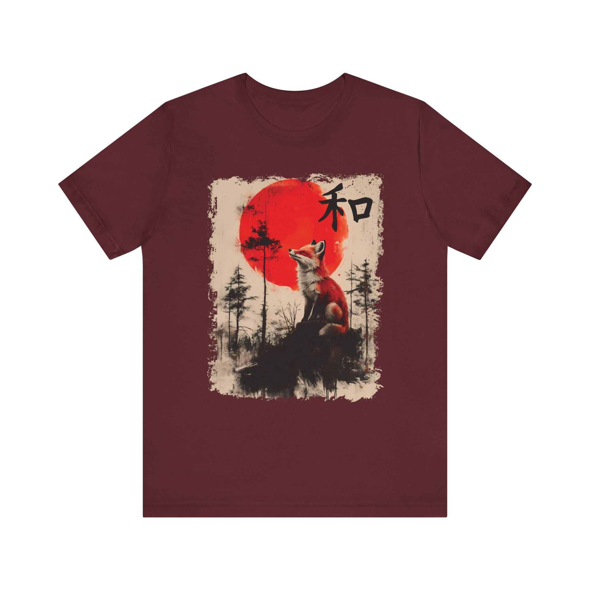 Japanese Fox Kitsune Sakura Cherry Blossom T-Shirt