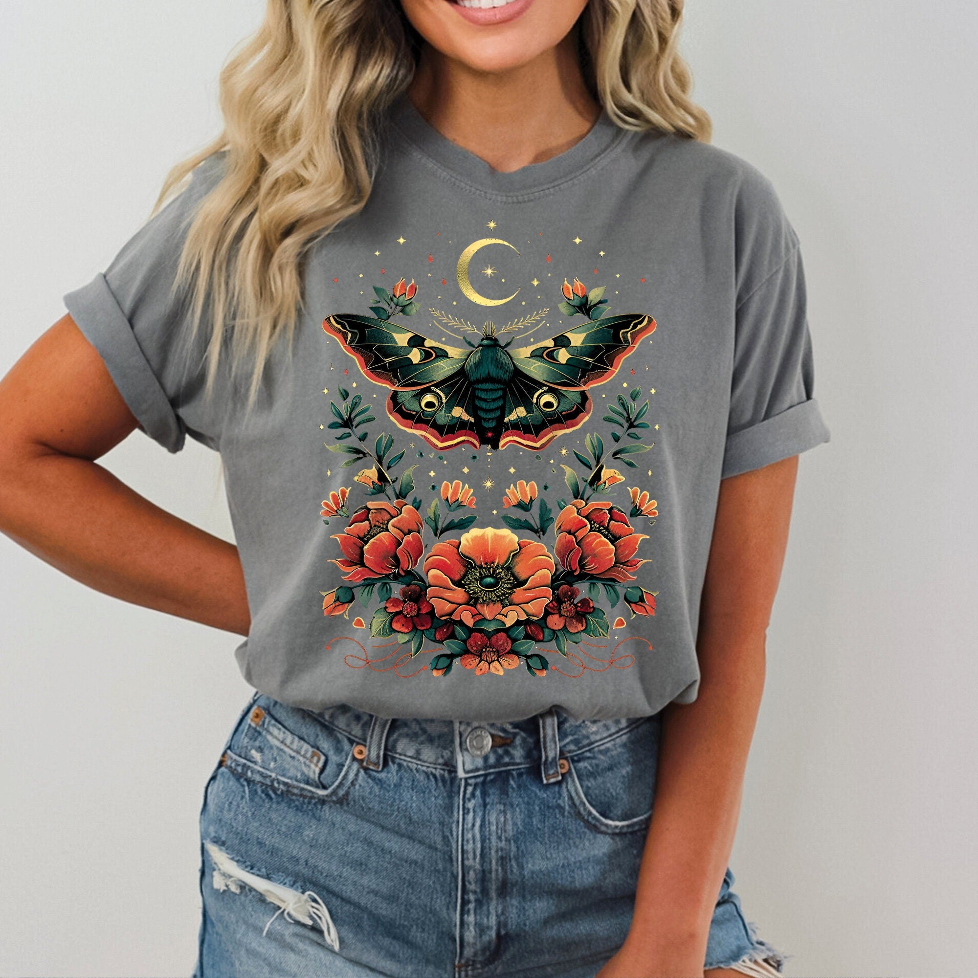 Celestial Moth Flowers Shirt