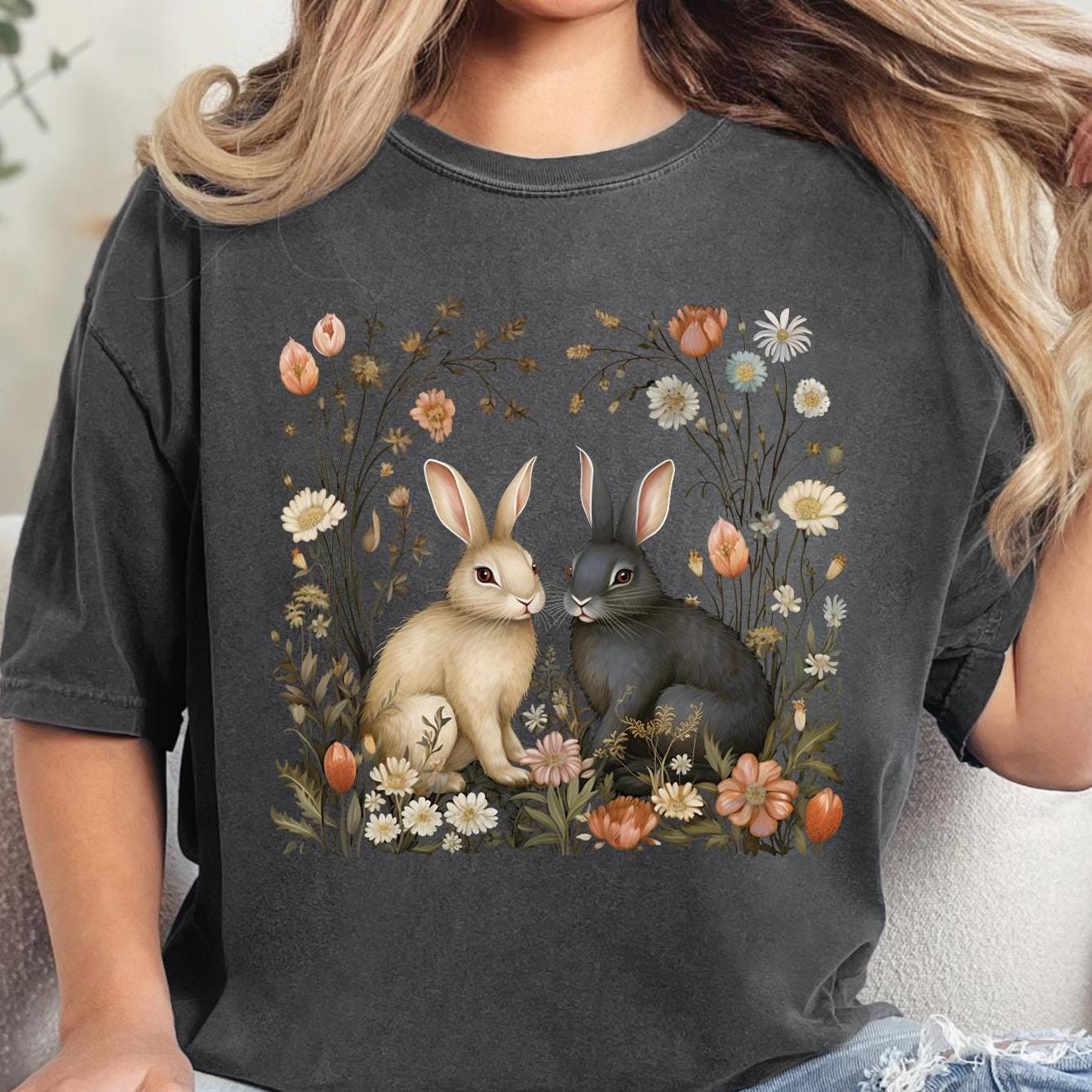 Cottagecore Rabbit Floral Bunnies T-Shirt