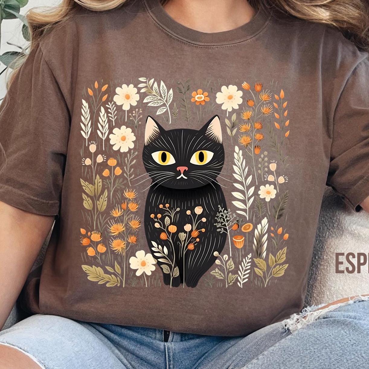 Cottagecore Floral Cat Shirt