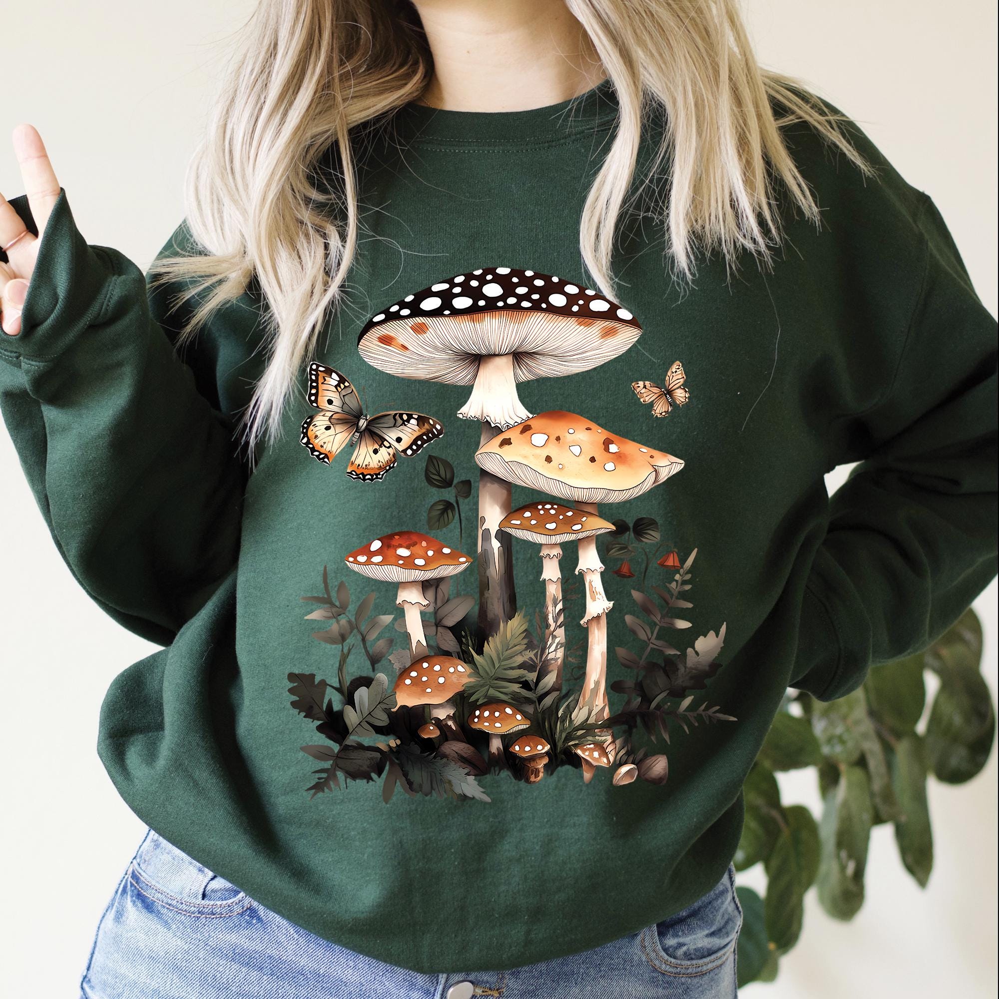 Cottagecore Butterfly Mushrooms Sweatshirt