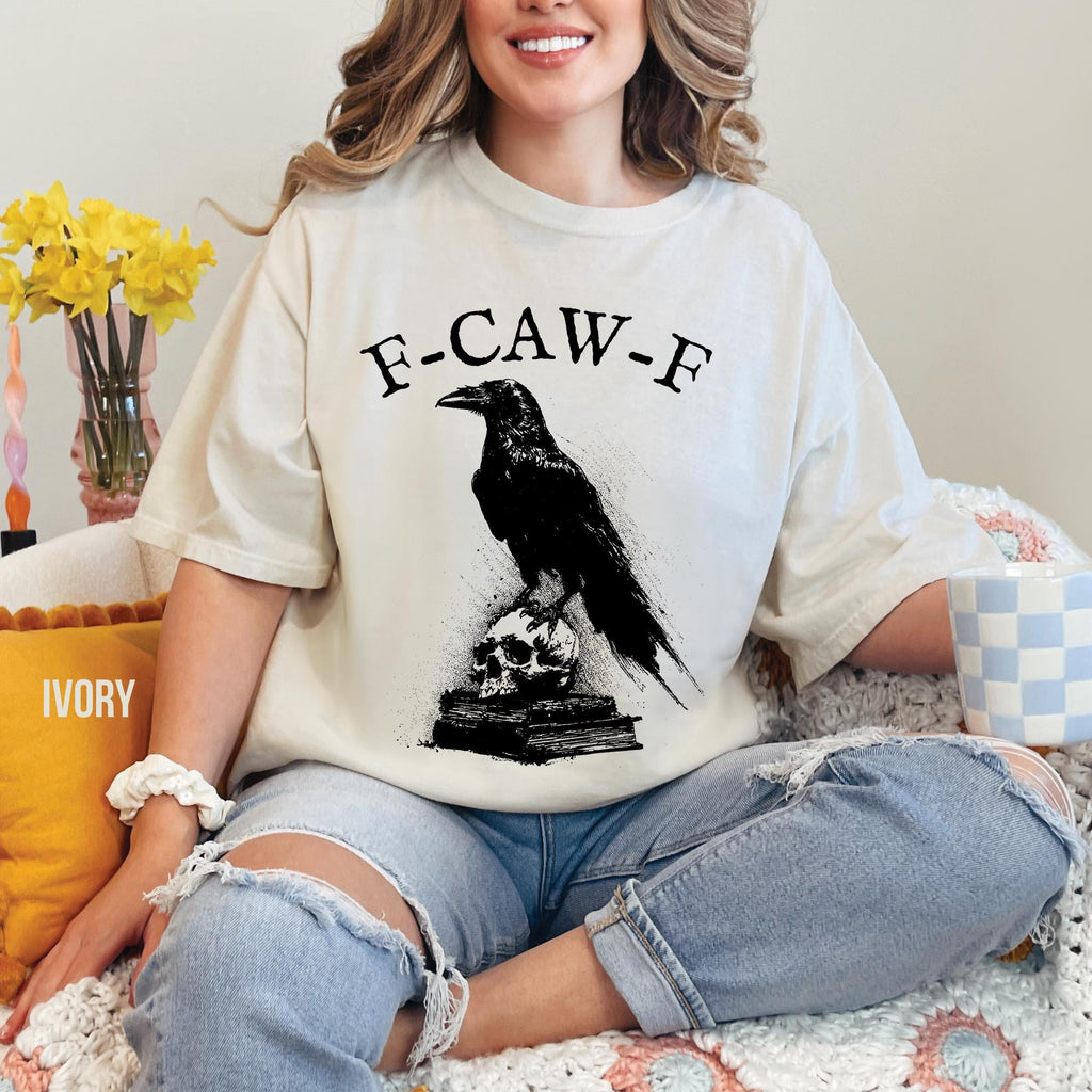 F-Caw-F Funny Sarcastic Gothic Skull Crow T-Shirt