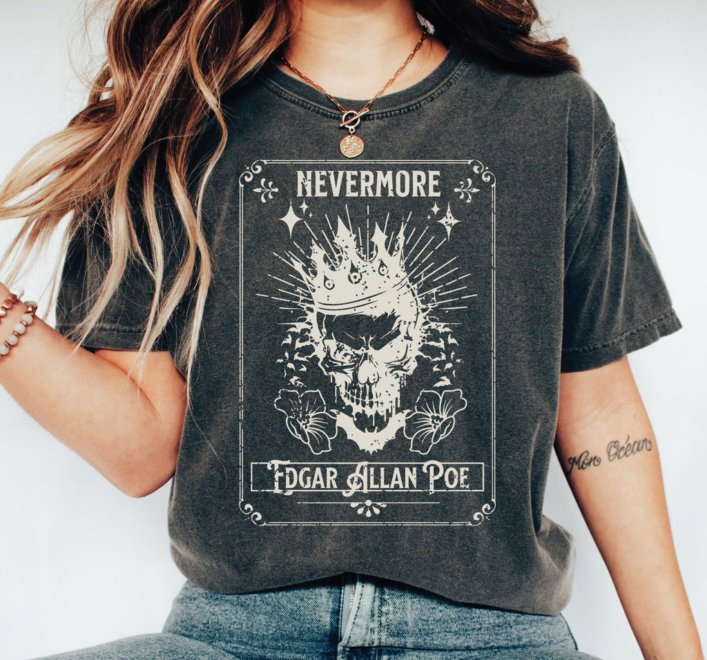 Edgar Allan Poe Nevermore Skull T-Shirt