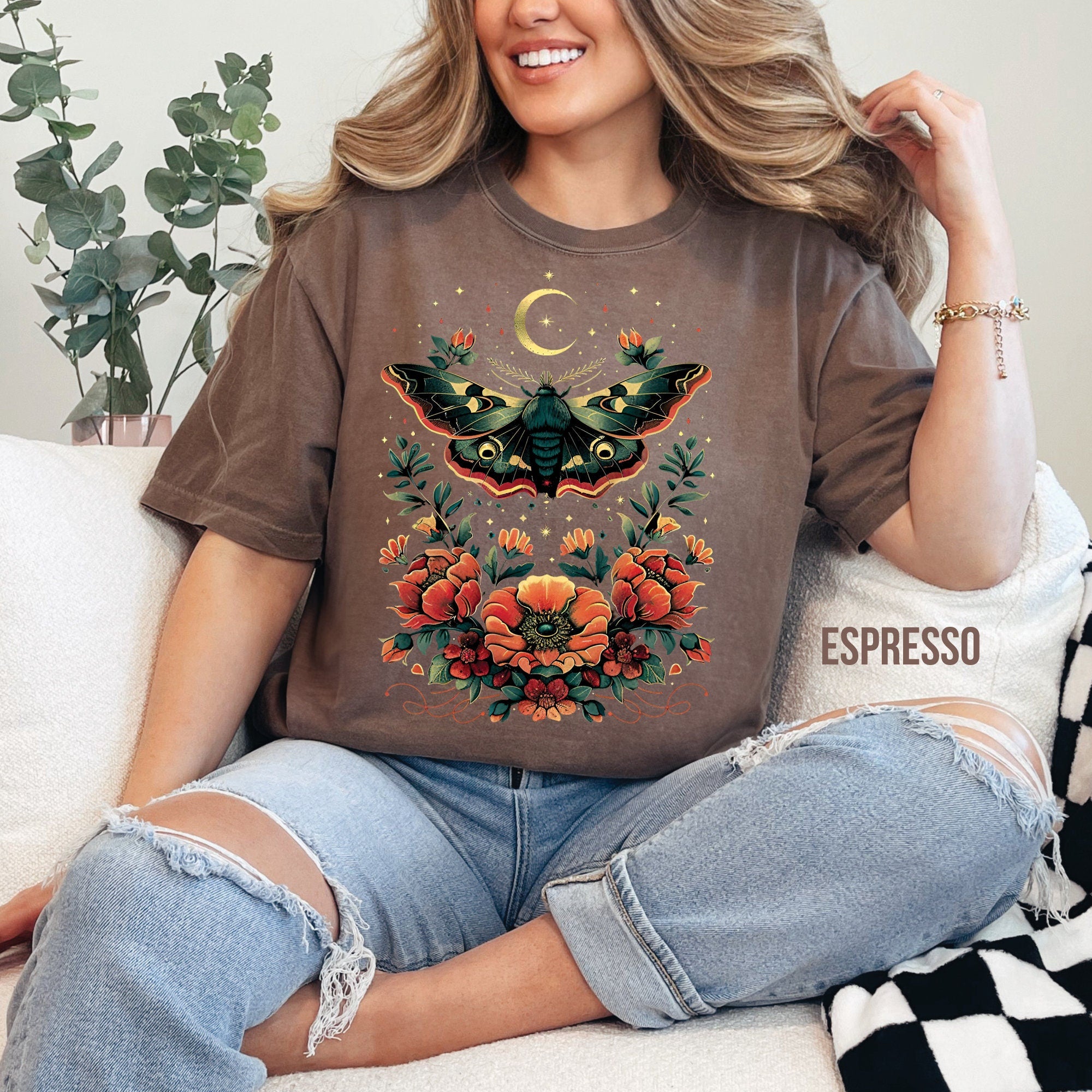Celestial Moth Flowers Shirt