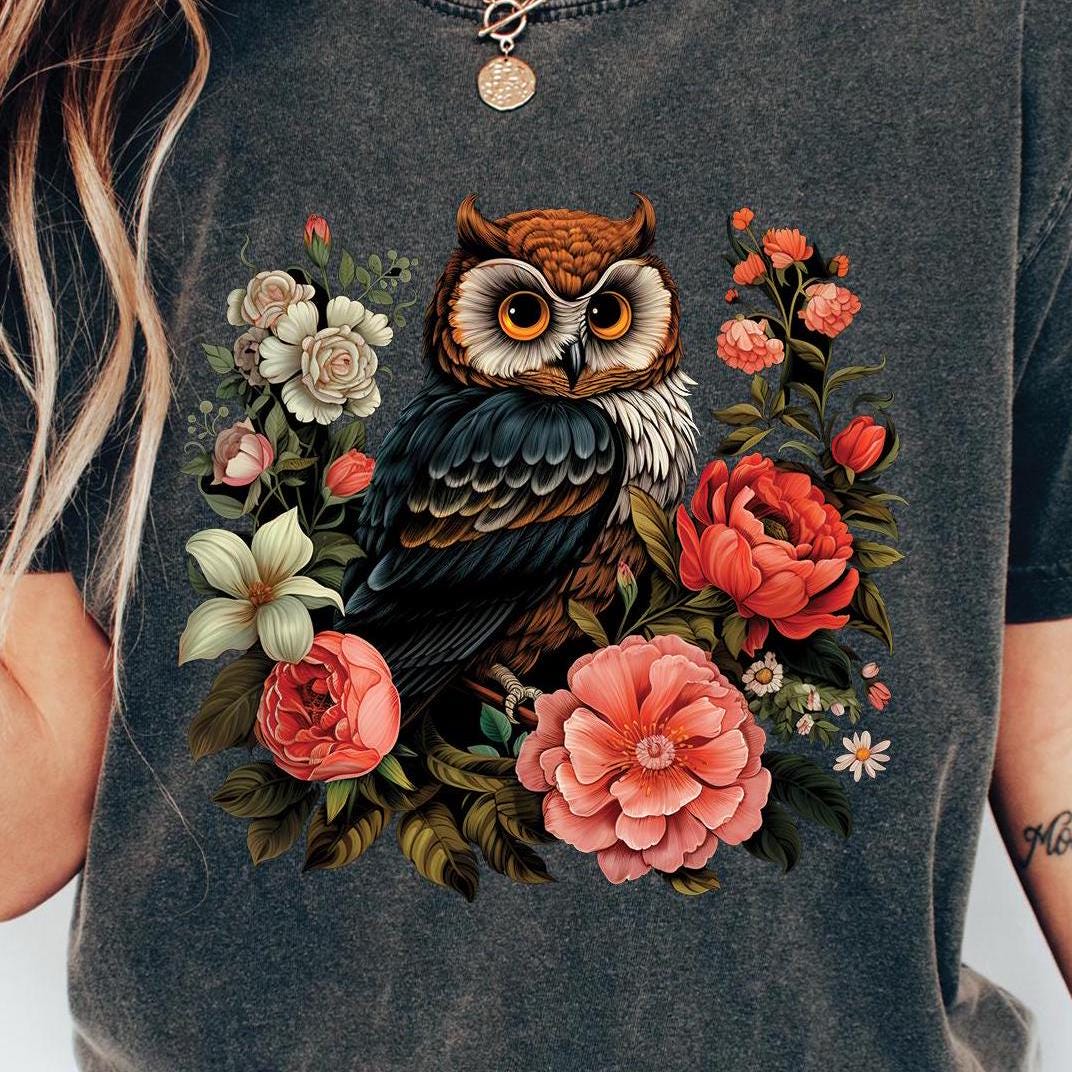 Cute Floral Owl Cottagecore T-Shirt