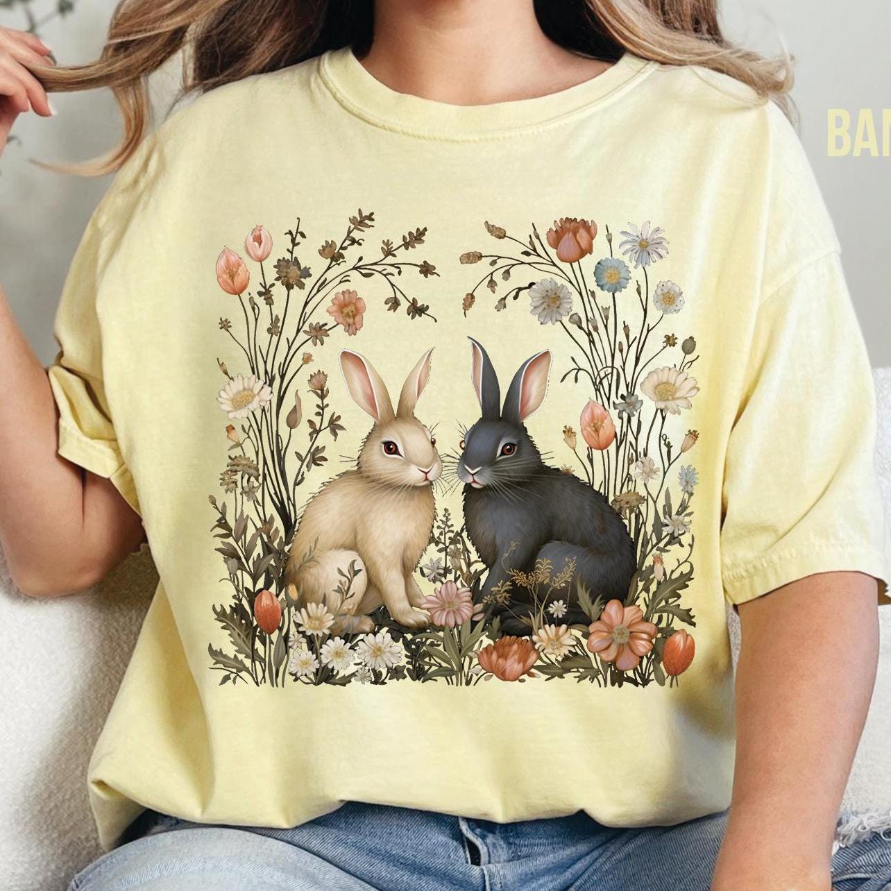 Cottagecore Rabbit Floral Bunnies T-Shirt