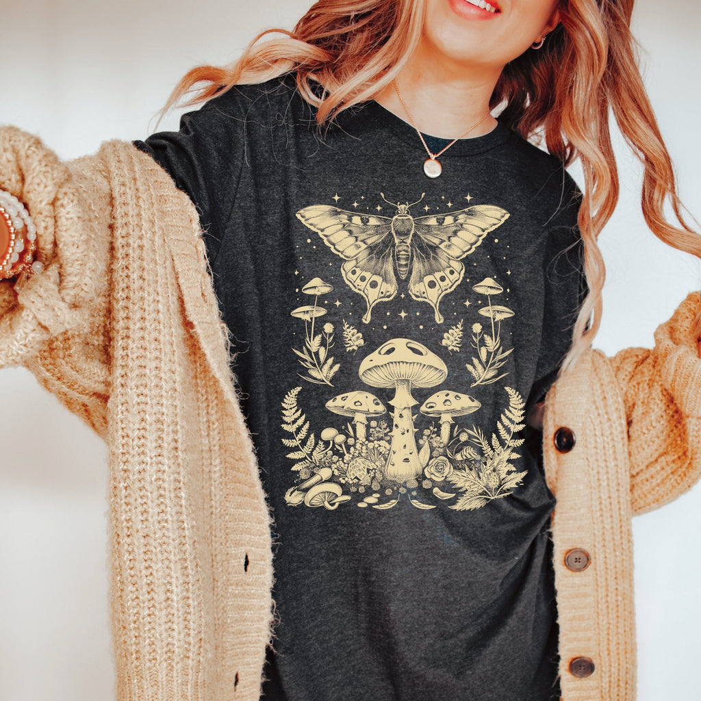 Moth and Mushroom Graphic T-Shirt