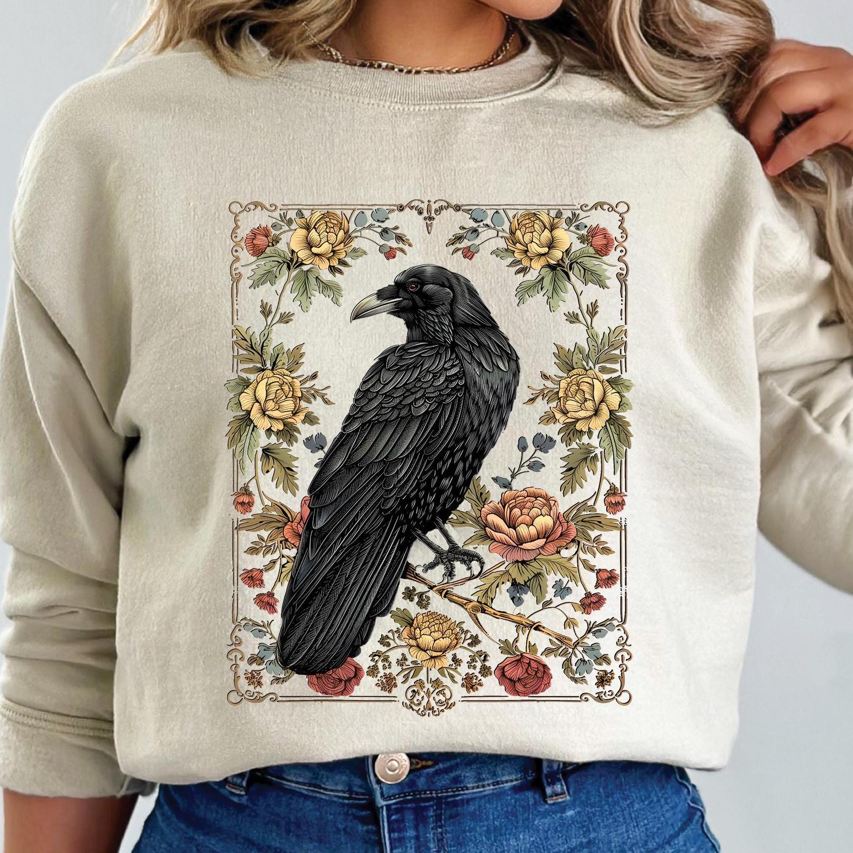 Gothic Raven Roses Sweatshirt