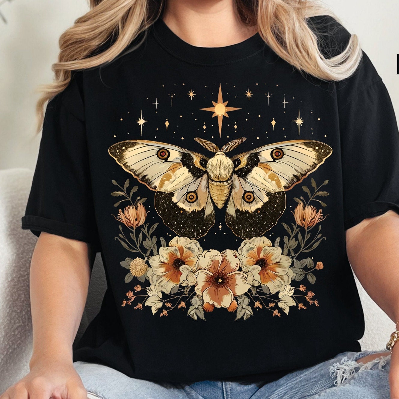 Celestial Moth Boho T-Shirt
