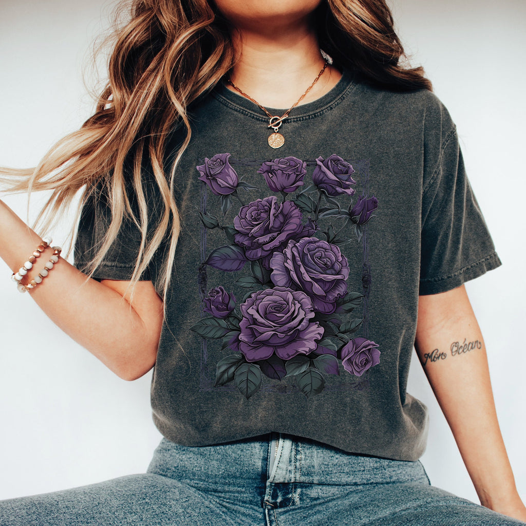 Vintage Gothic Roses Graphic T-Shirt