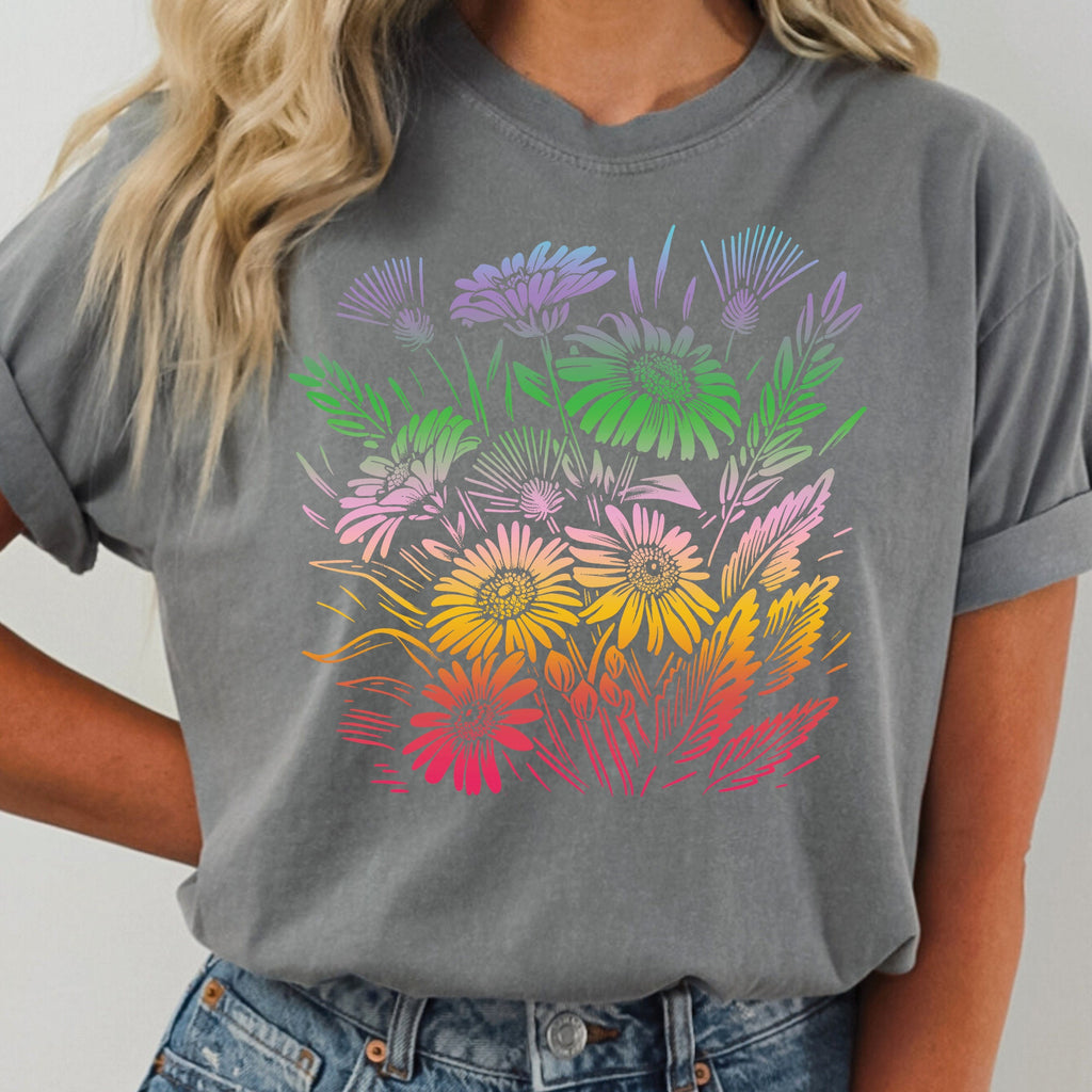 Boho Rainbow Flowers T-Shirt