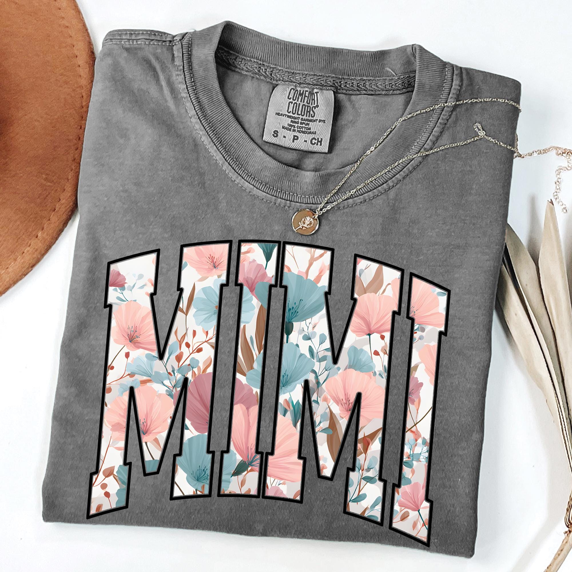 Mimi Grandma Floral Comfort Colors T-Shirt