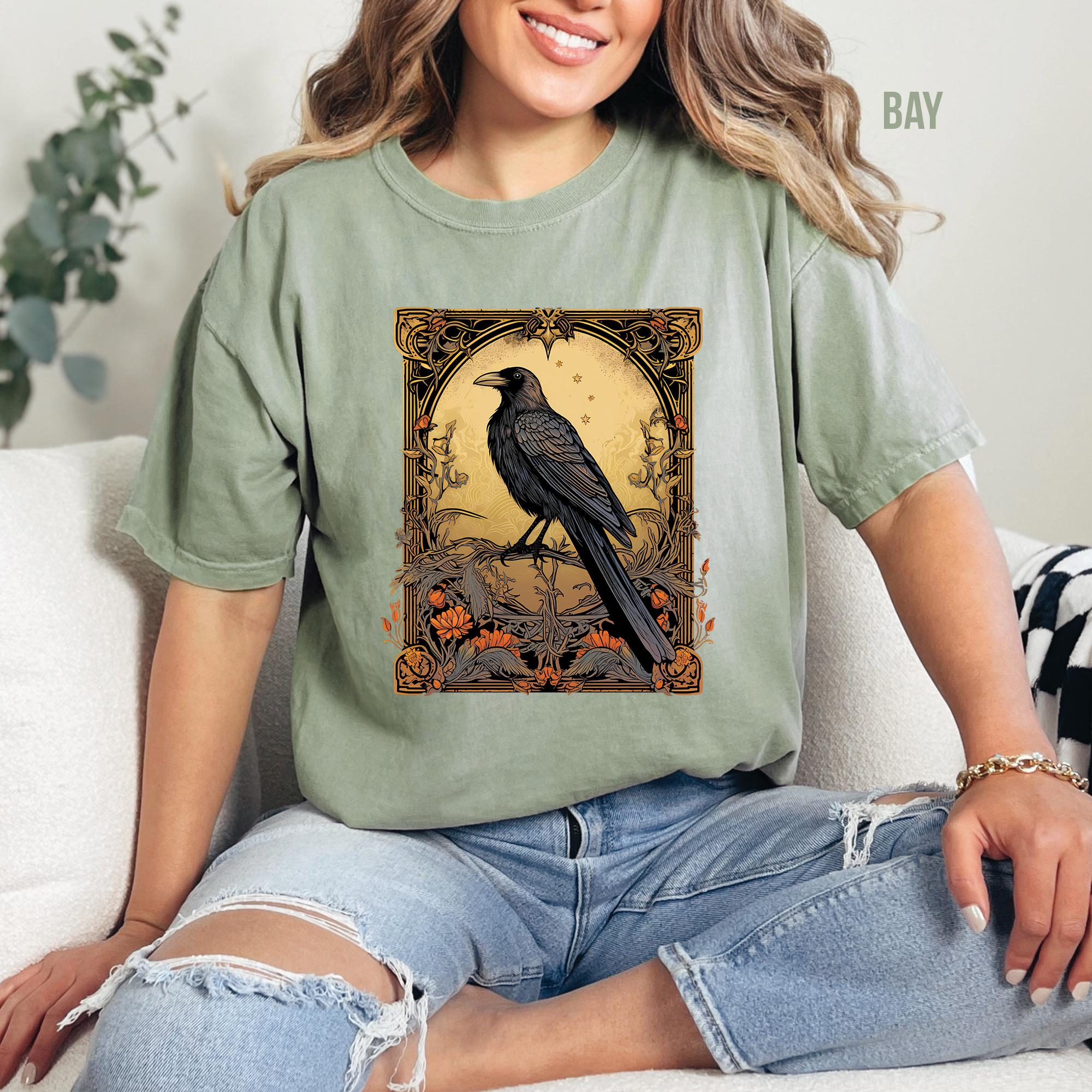 Gothic Raven Tarot Card T-Shirt