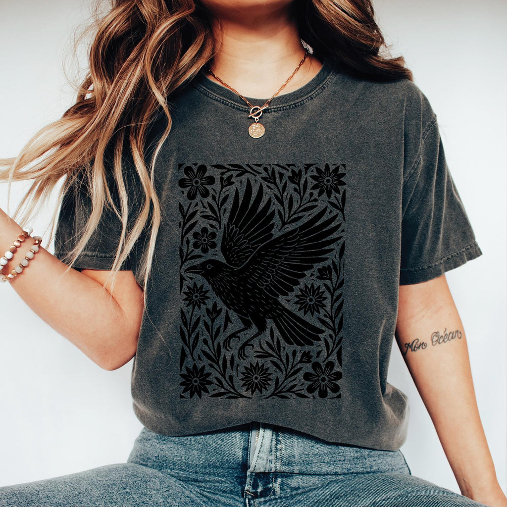 Folklore Crow Lino Print T-shirt