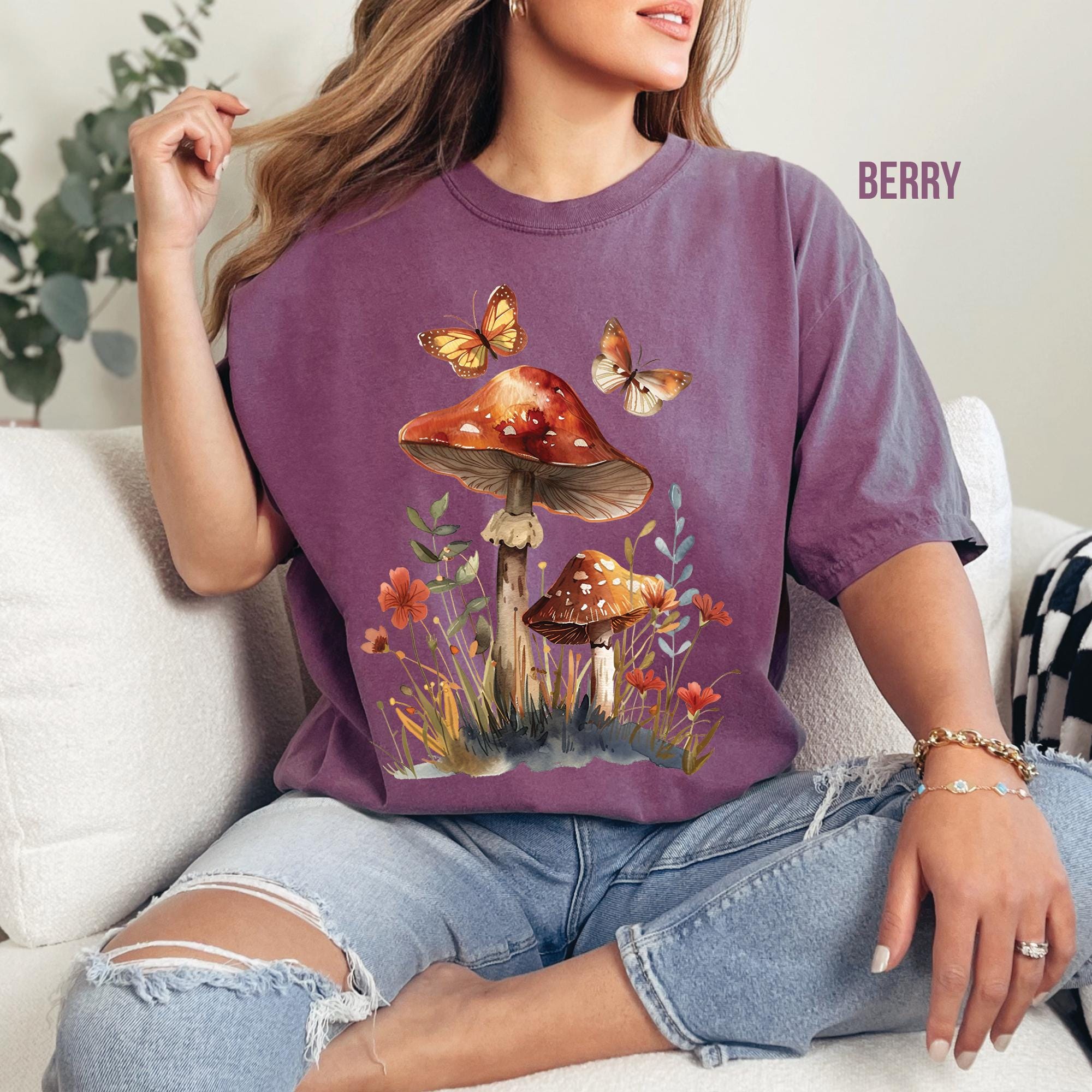 Butterflies Mushroom T-Shirt