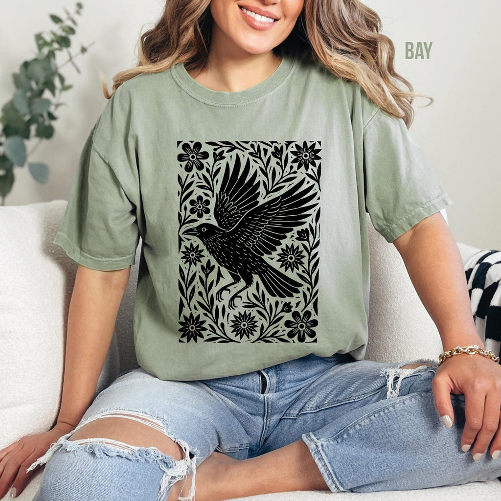 Folklore Crow Lino Print T-shirt