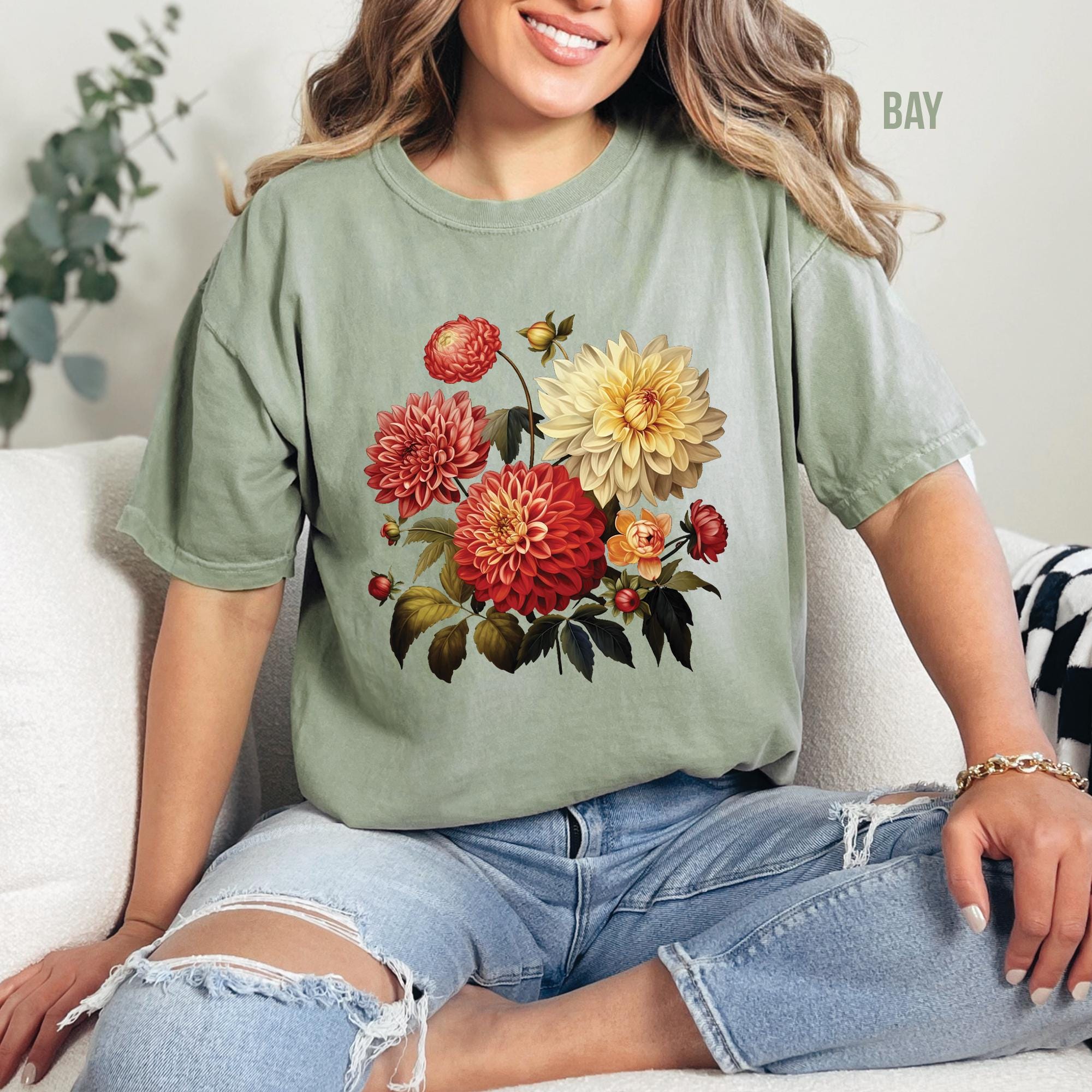 Vintage Dahlias Comfort Colors Shirt