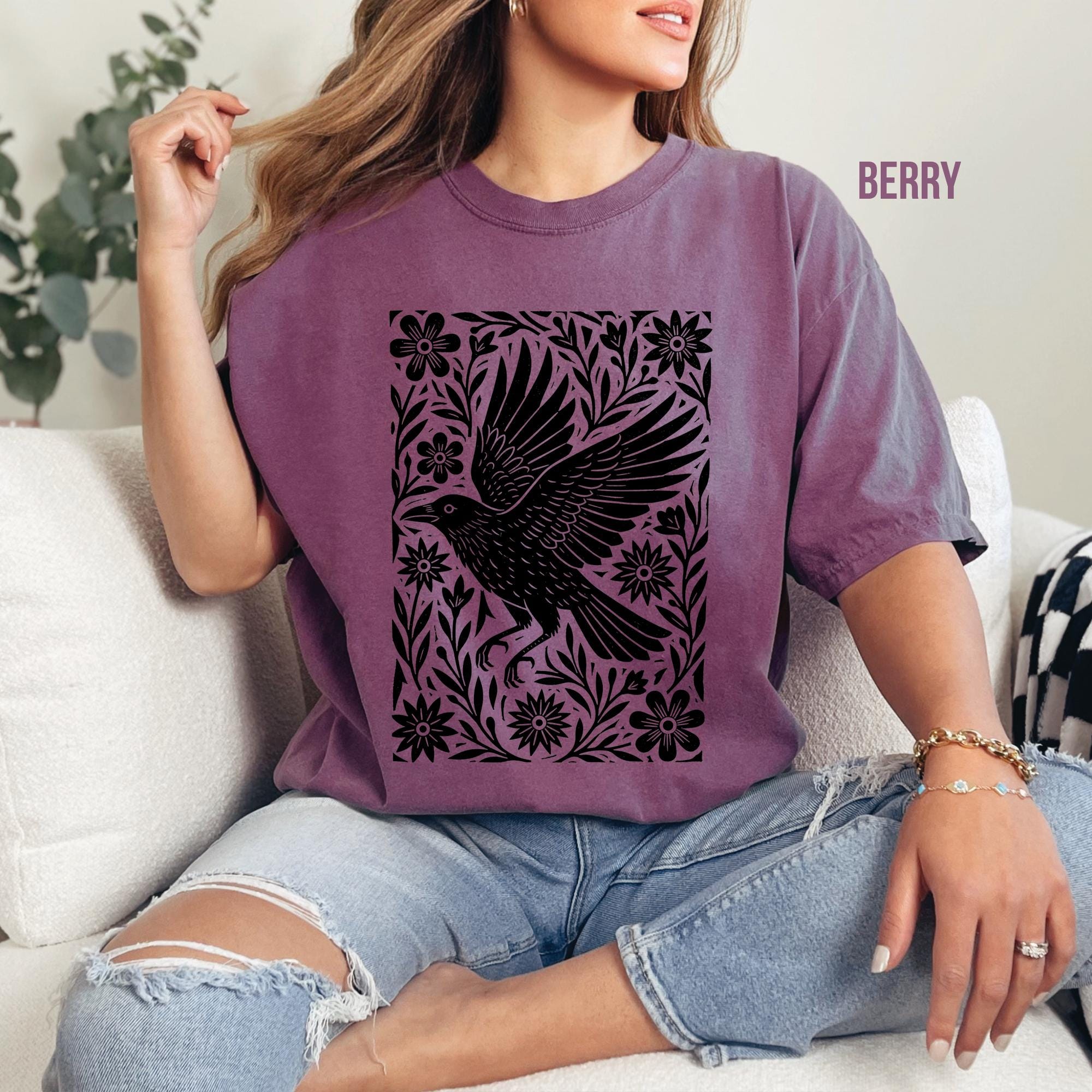 Folklore Crow Lino Print T-shirt