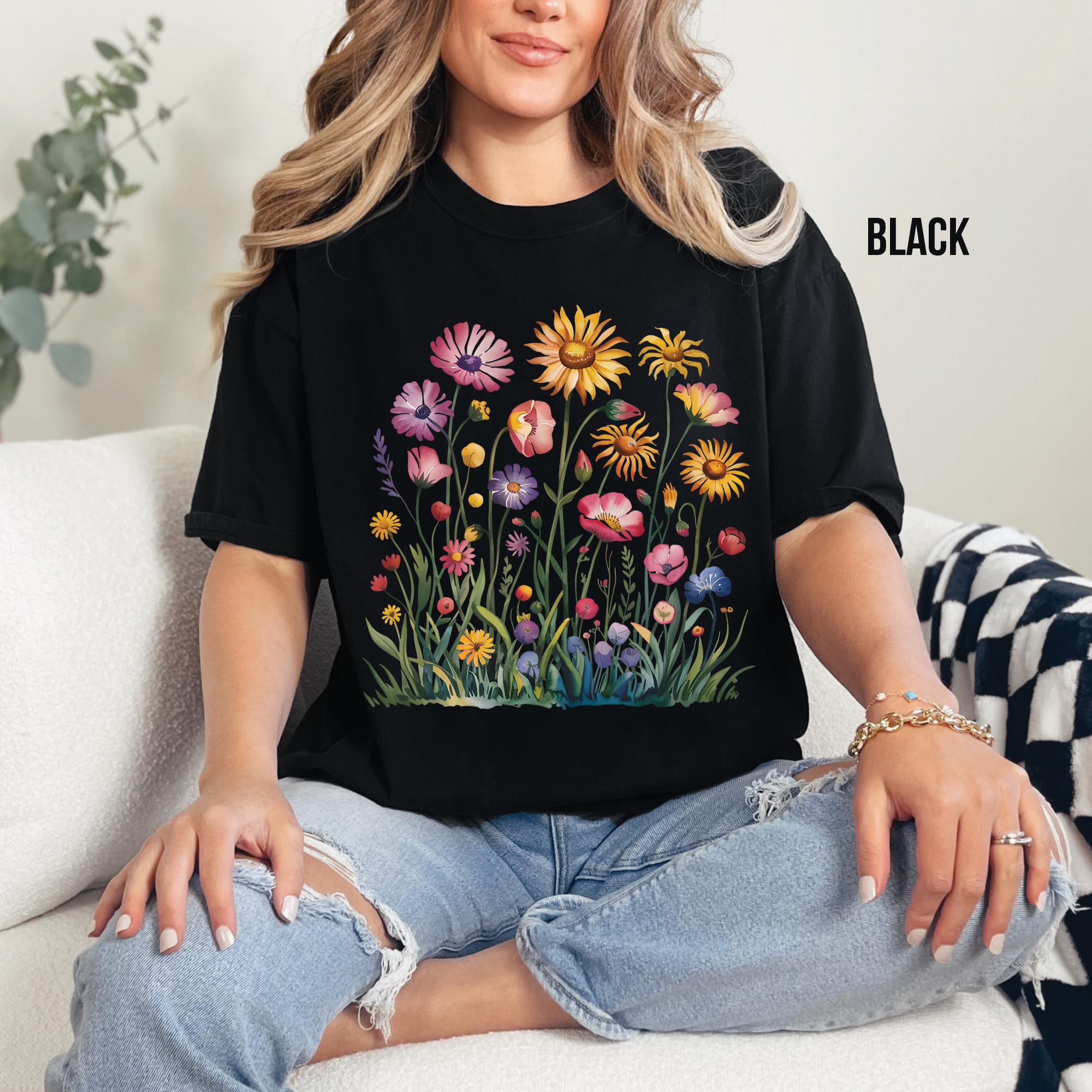 Boho Wildflowers Summer Floral Graphic T-shirt
