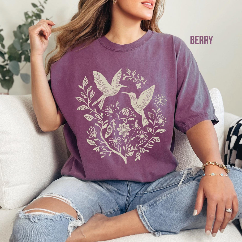 Folk Art Birds and Flowers Shirt